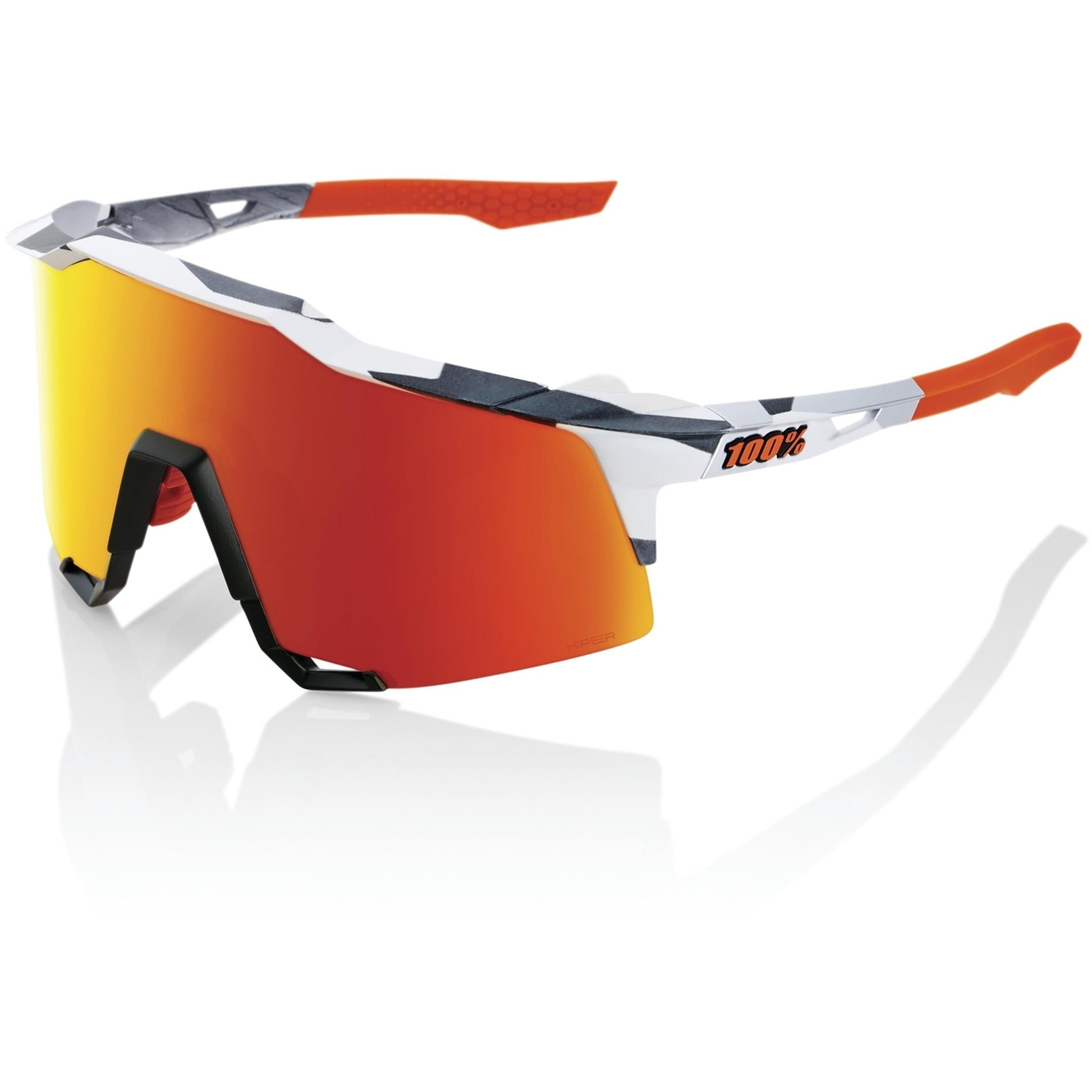100% Speedcraft Sunglasses Soft Tact Grey Camo - HiPER Red Multilayer Mirror Lens