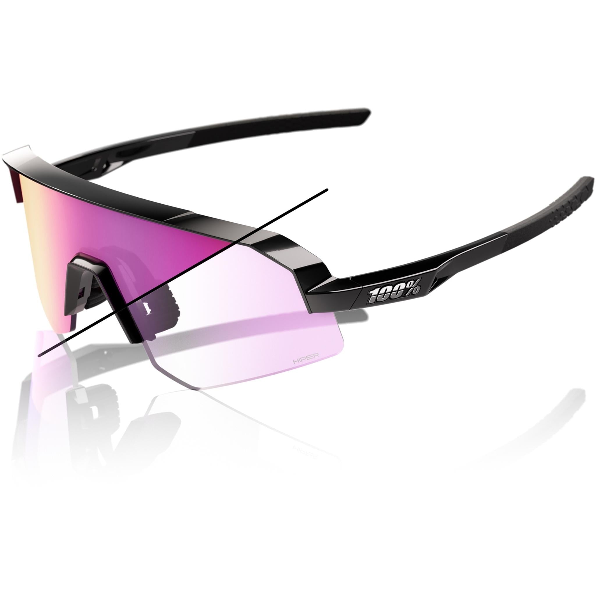 100% SLENDALE パープル 100% Slendale SL Sunglasses Gloss Black - Photochromic Purple