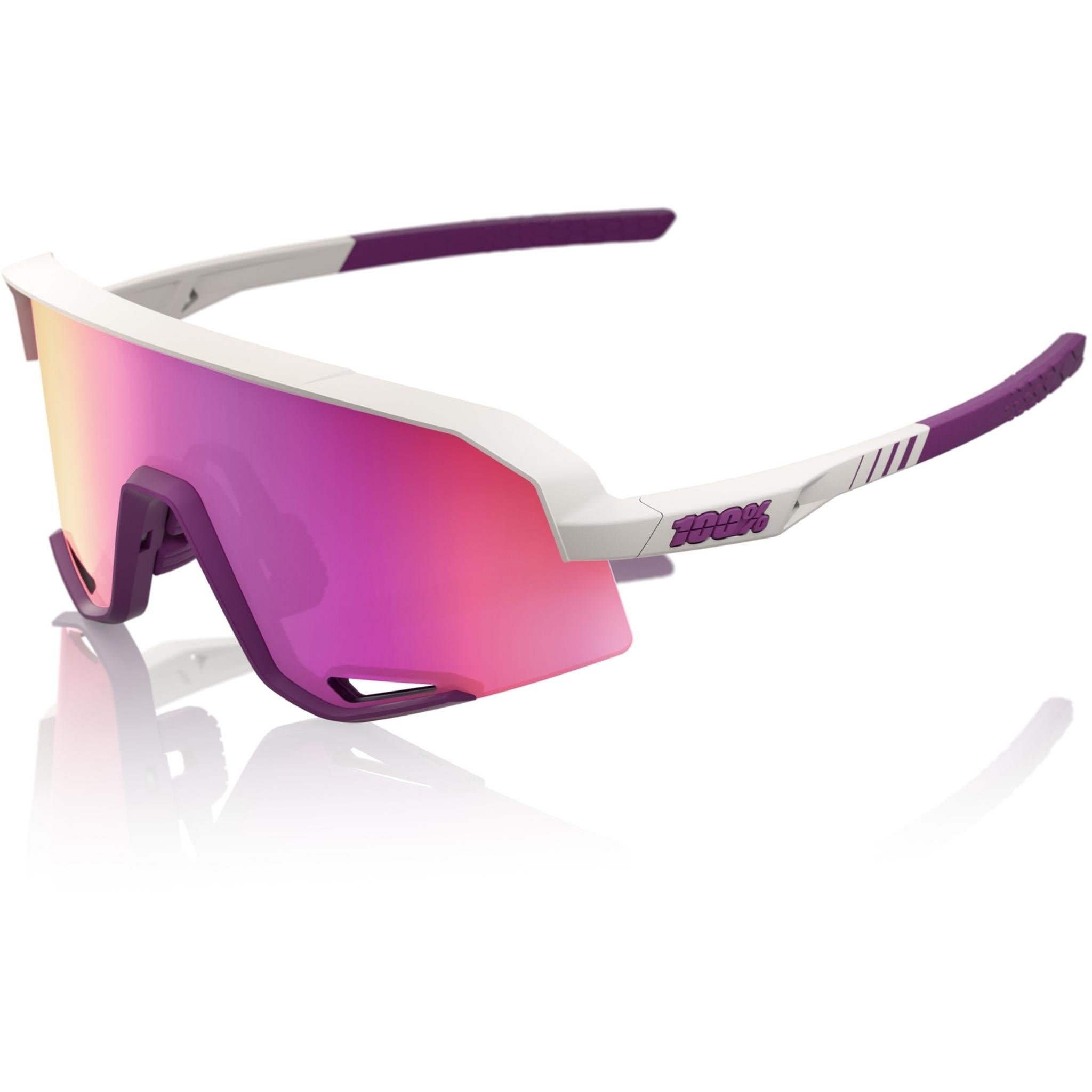 100% Slendale Sunglasses Matte Chalk - Purple Mirror Lens – 99 Bikes