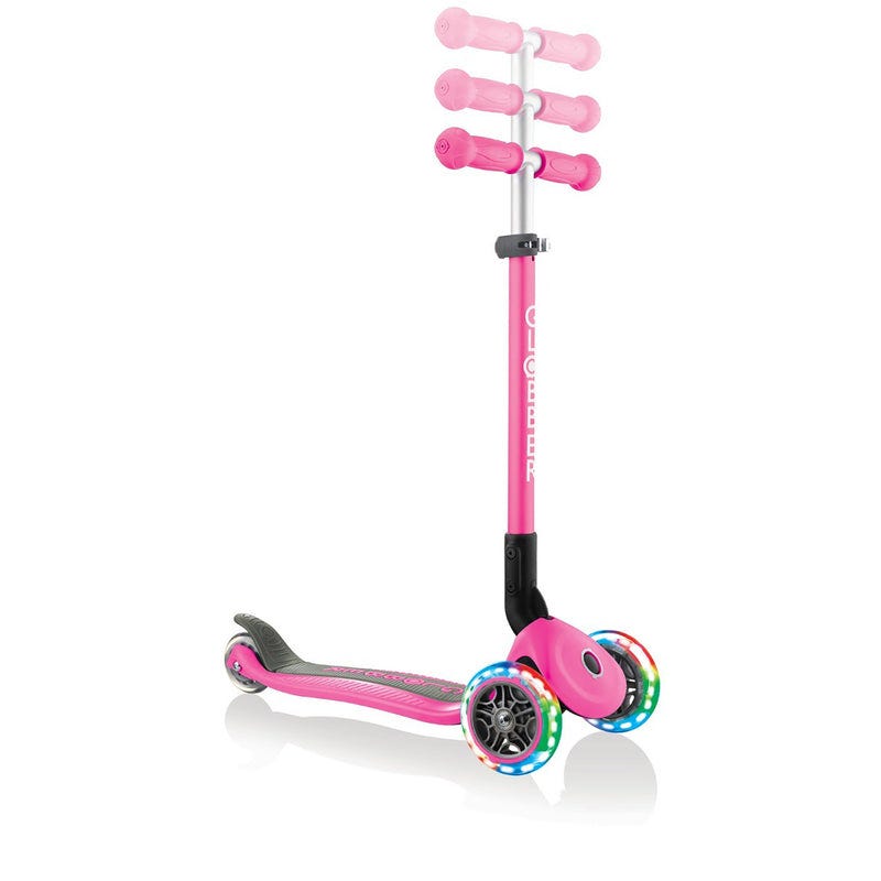 Globber Primo Kids Foldable Lights Scooter Neon Pink