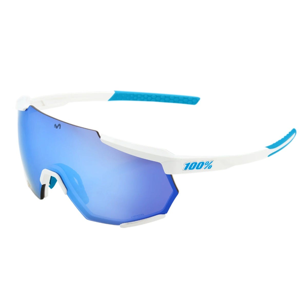 100% Racetrap Sunglasses SE Movistar White with HiPER Blue Lens