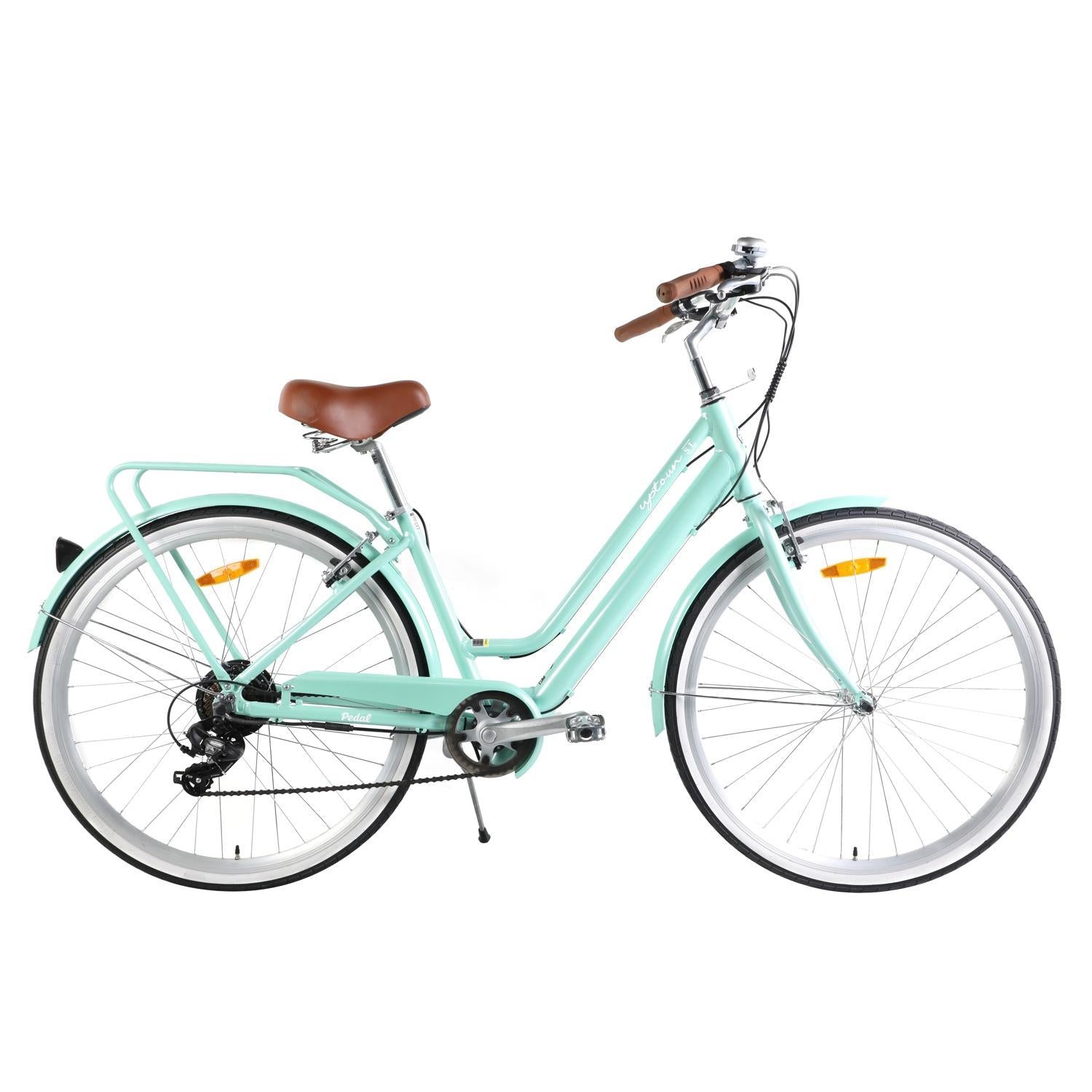 Pedal Uptown SL Electric Vintage Cruiser Bike 7-Speed Mint Green