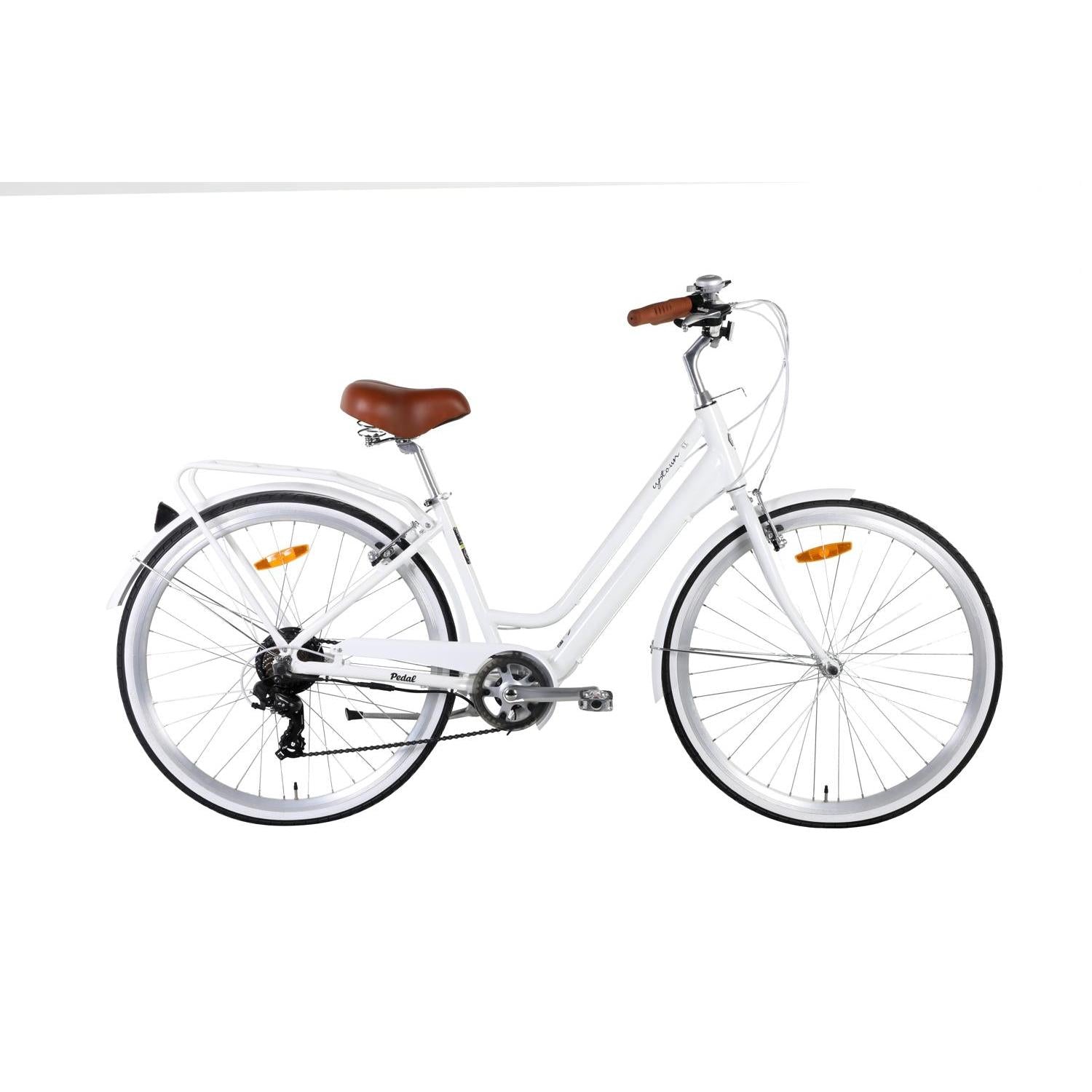 Pedal Uptown SL Electric Vintage Cruiser Bike 7-Speed Pearl White