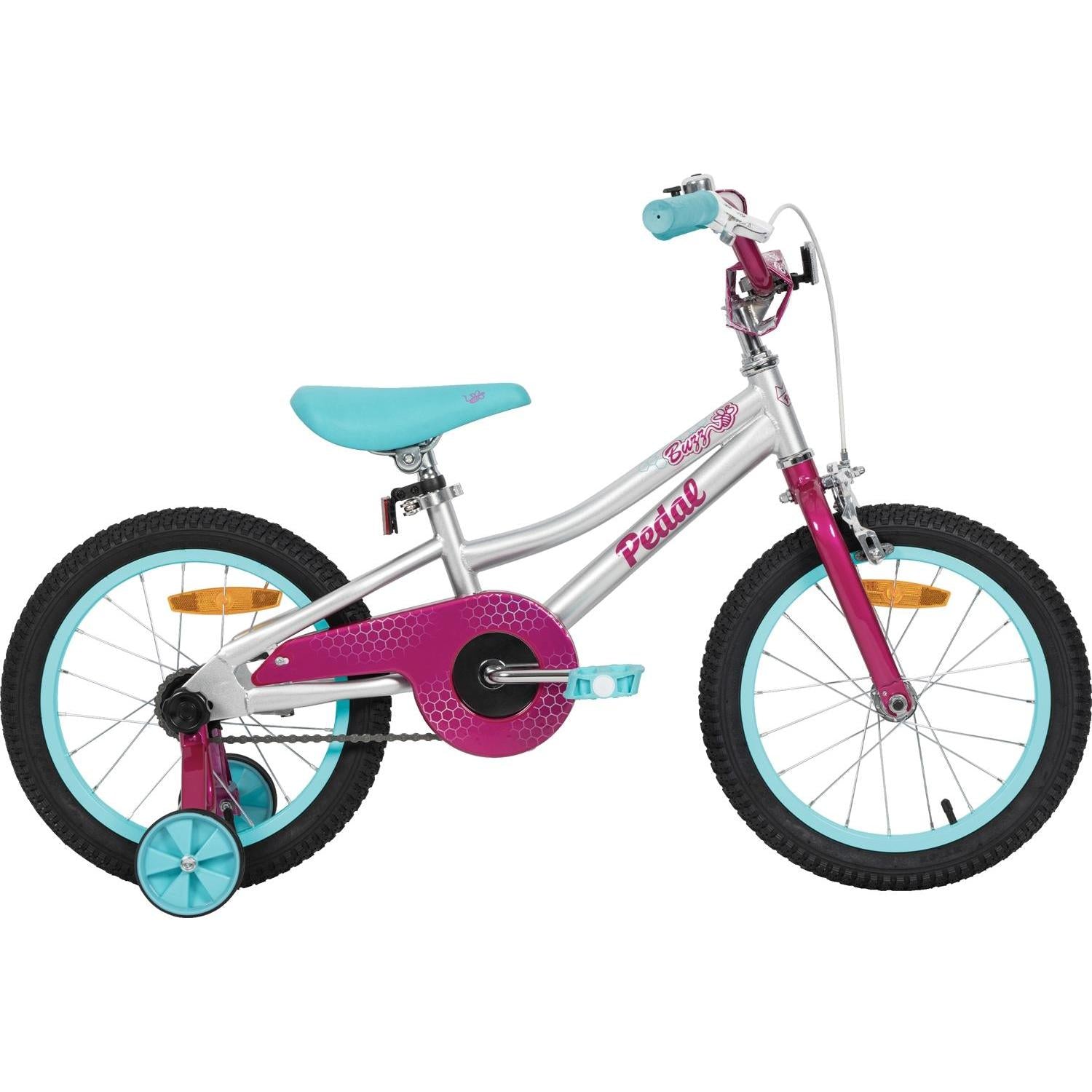 Pedal Buzz 16'' Steel Kids Bike Silver/Pink/Blue