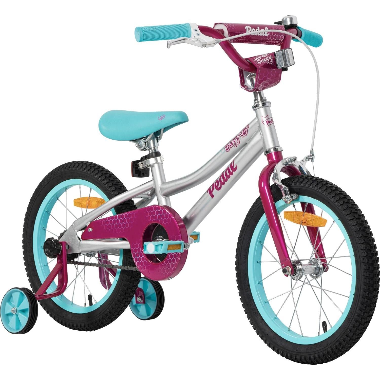 Pedal Buzz 16'' Steel Kids Bike Silver/Pink/Blue