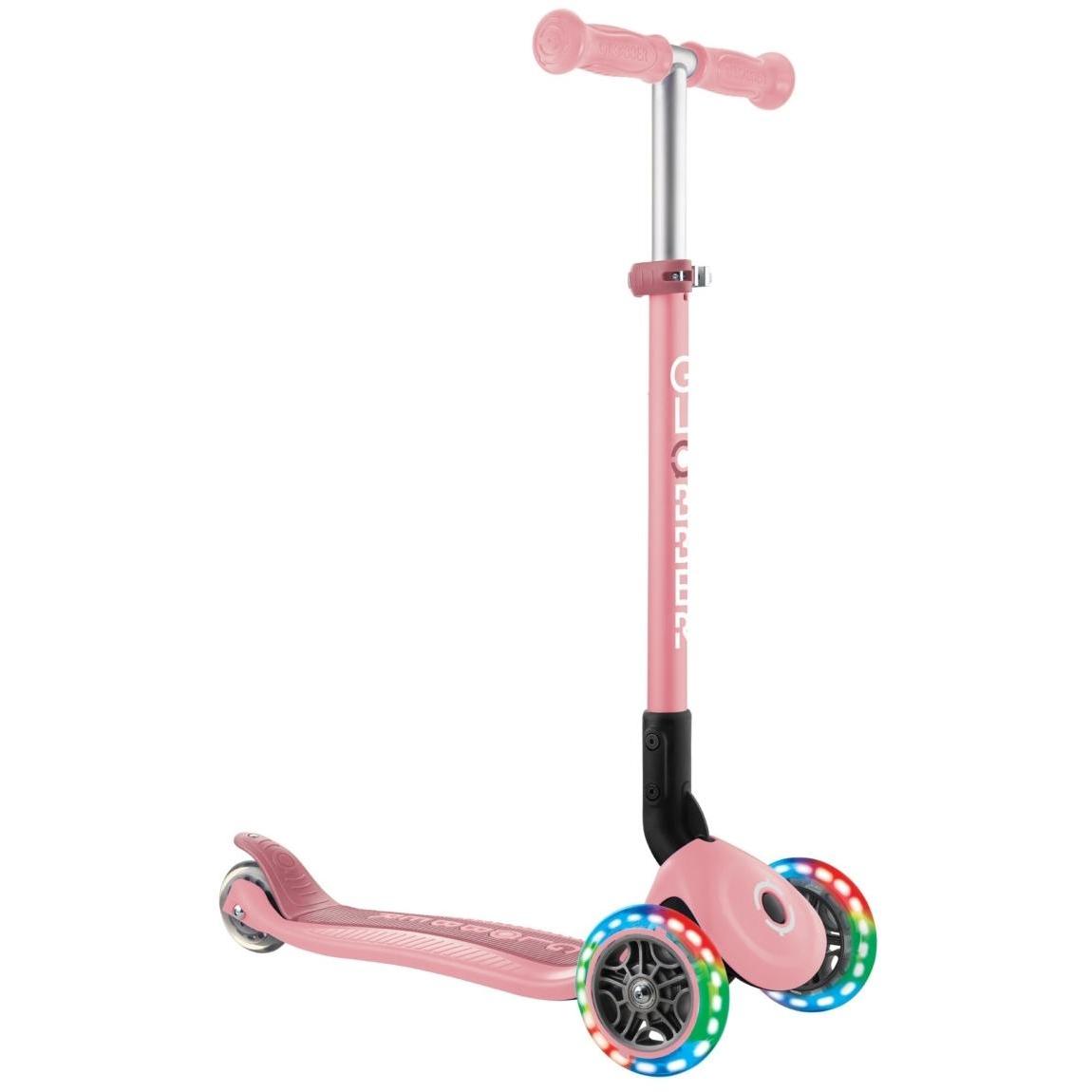 Globber Primo Foldable 3-Wheel Kids Scooter with Lights Pastel Pink