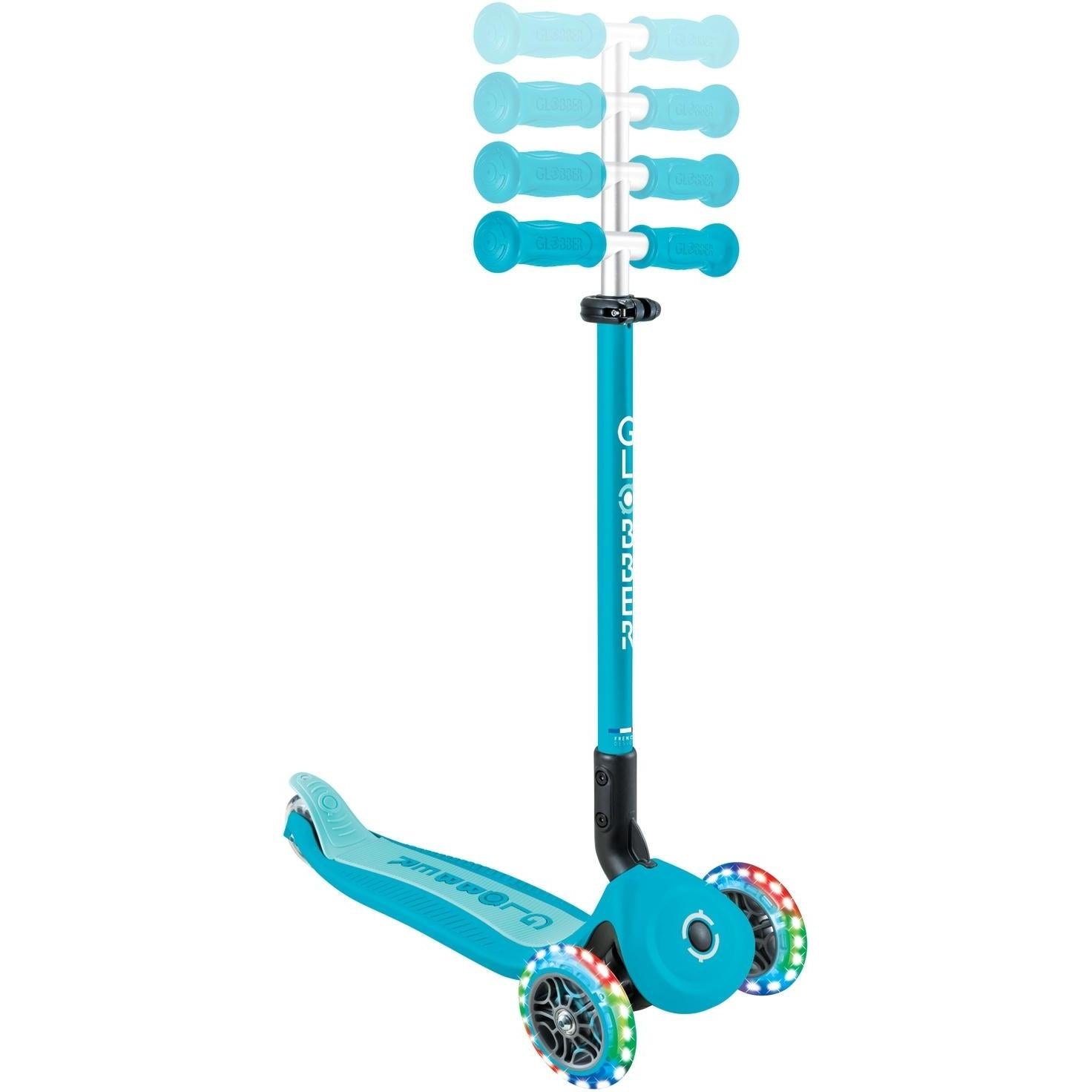 Globber Go Up Active Lights 360 - 3 in 1 Kids Scooter Aqua
