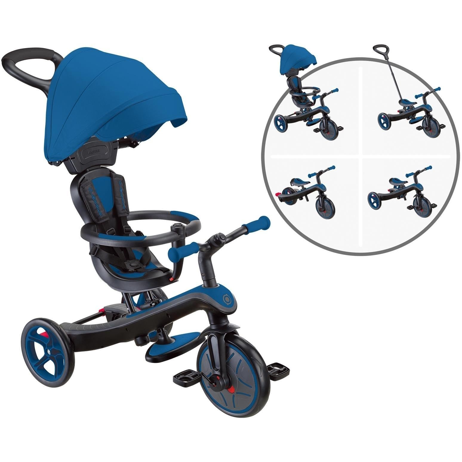 Globber Explorer 4in1 Kids Trike w/ Folding Canopy Royal Blue
