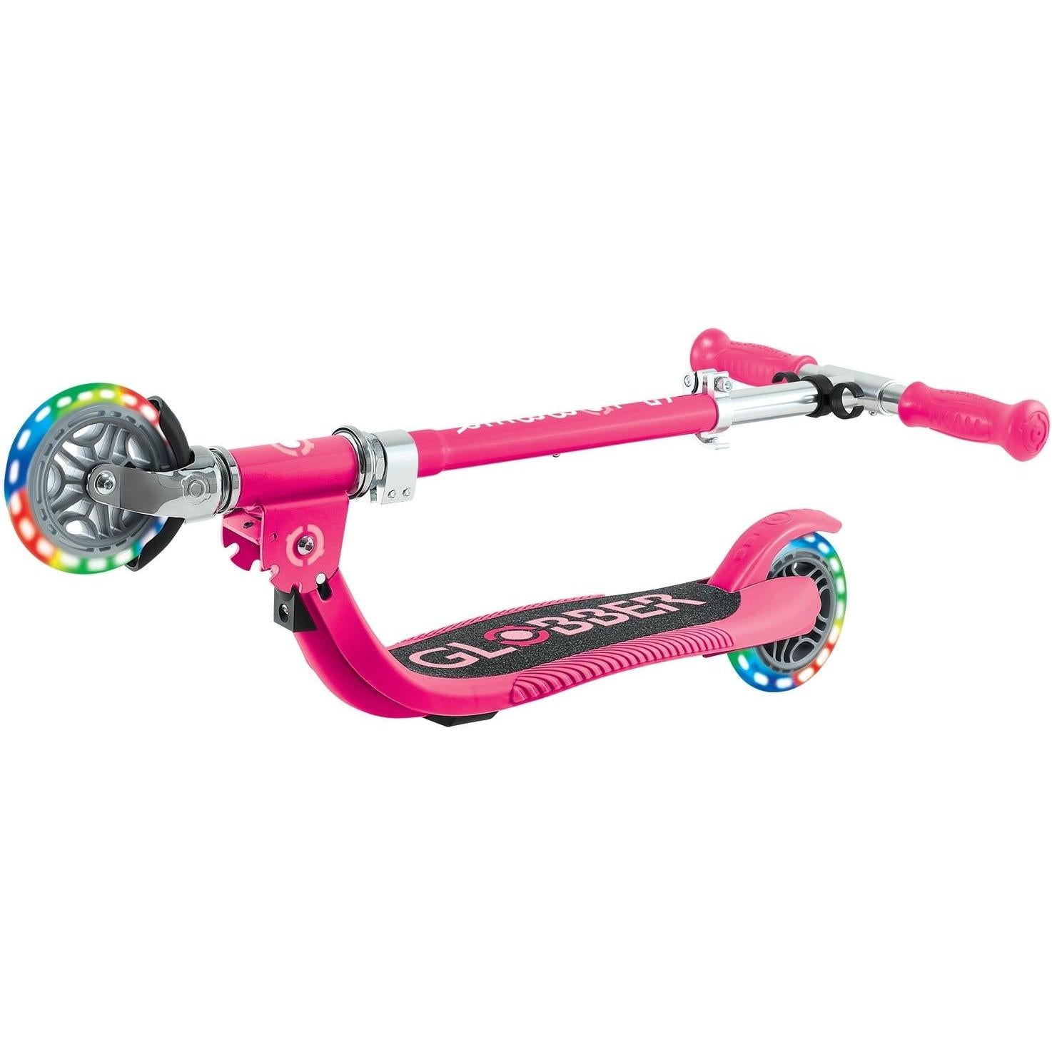 Globber Flow Foldable Junior w/ Llights 2-Wheel Kids Scooter Pastel Pink/Fuschia