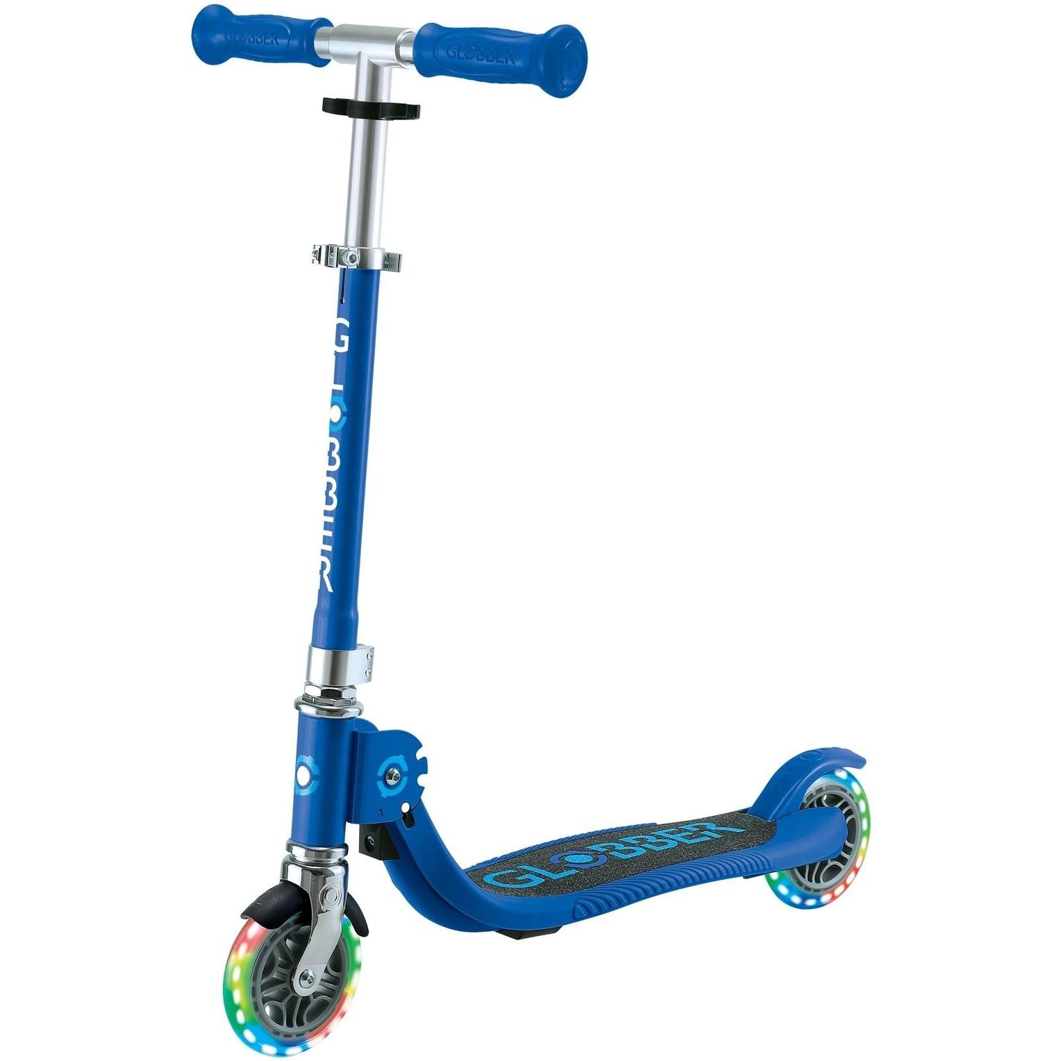 Globber Flow Foldable Junior w/ Llights 2-Wheel Kids Scooter Navy/Sky Blue