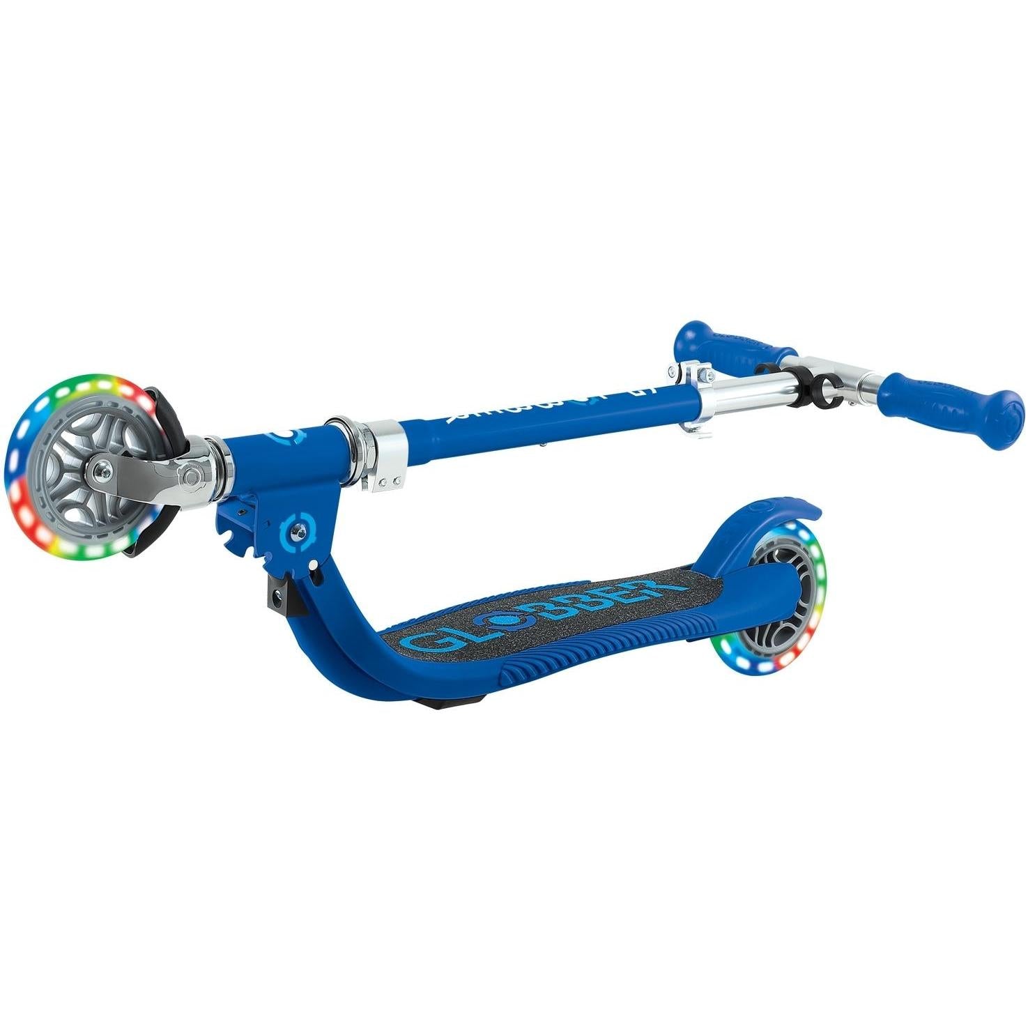 Globber Flow Foldable Junior w/ Llights 2-Wheel Kids Scooter Navy/Sky Blue