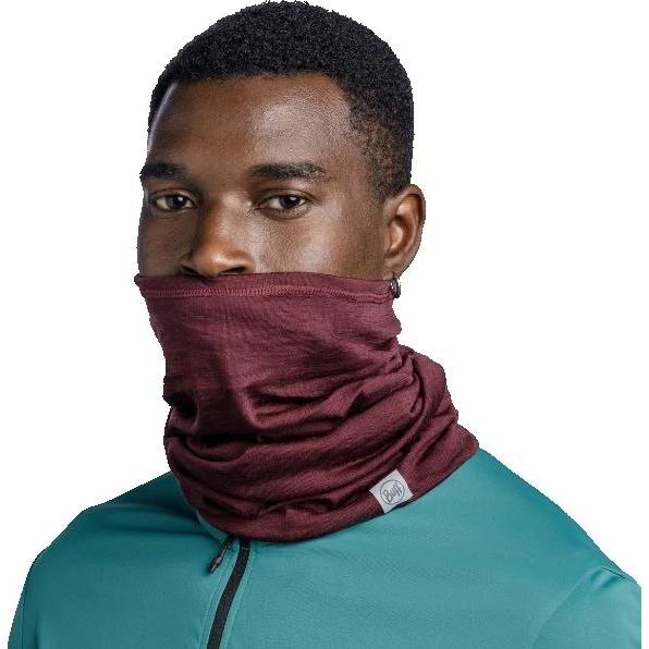 Buff Merino Lightweight Bike Multifunction Neck Warmer - Solid Garnet Red UNI