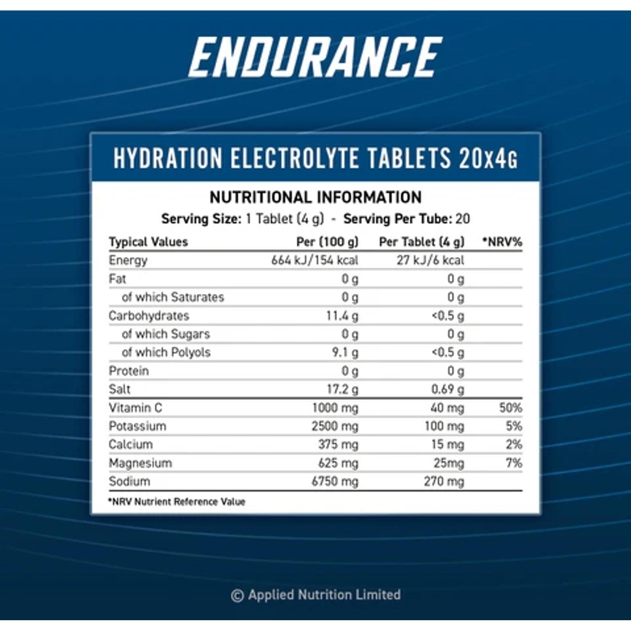 Applied Nutrition Endurance Hydration Tablets Lemon Lime (20pcs)