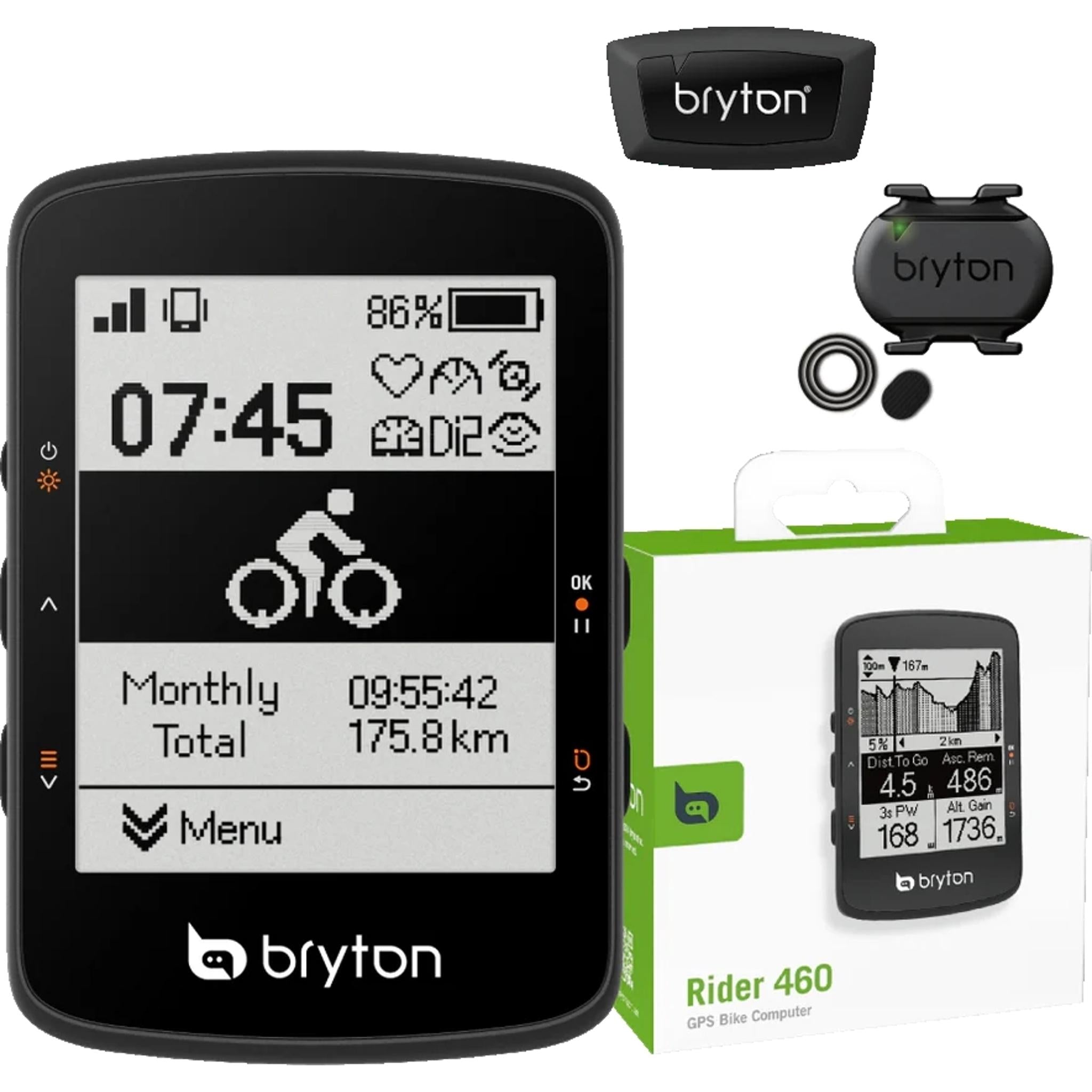 Bryton Rider 460 GPS Bike Computer Bundle w/ Heart Rate & Cadence Sensor