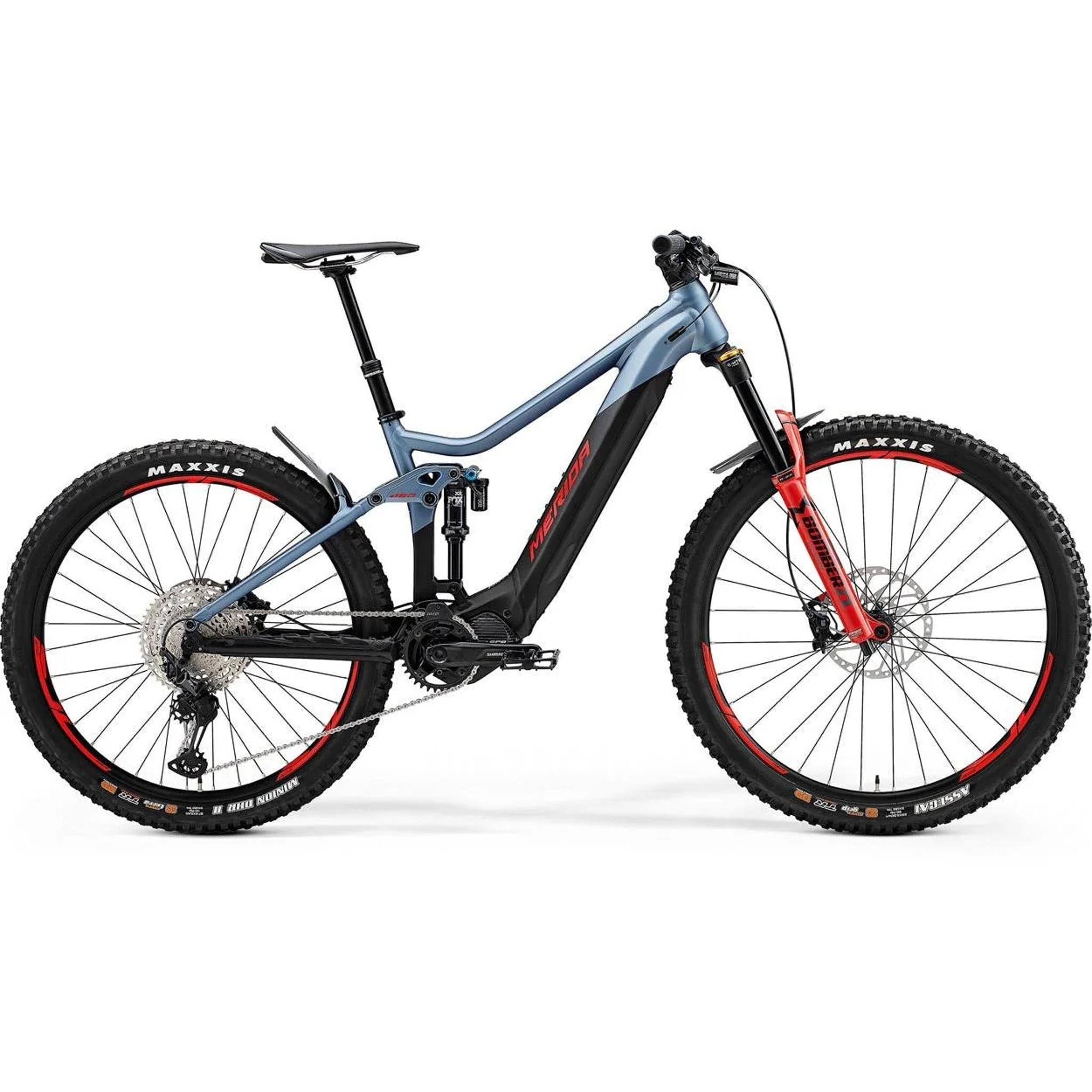 EX-DEMO Merida eOne Sixty 700 Electric Mountain Bike Glossy Matte Blue/Black/Red (Medium)