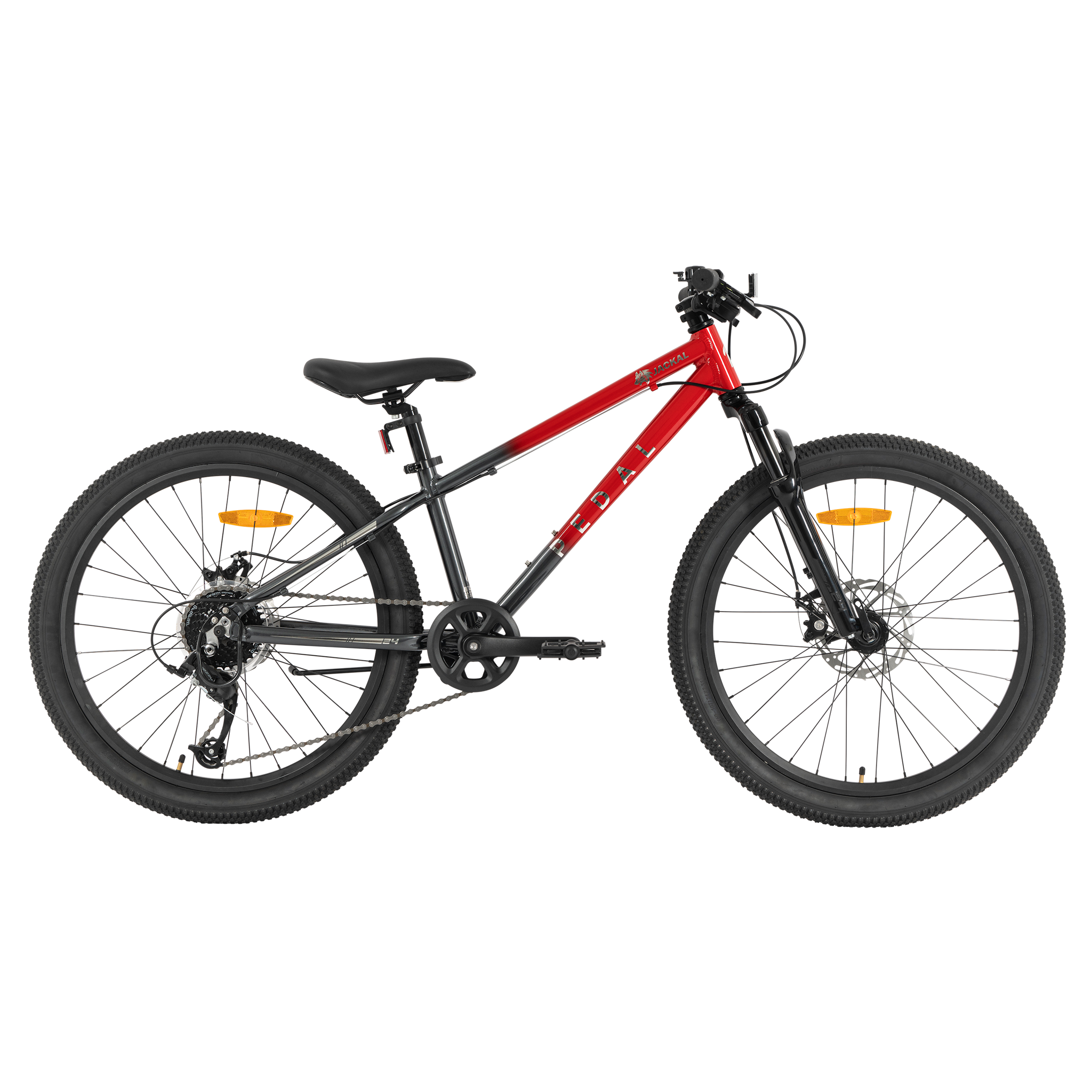 Pedal Jackal 24'' Kids Mountain Bike Red/Charcoal Fade – 99 Bikes