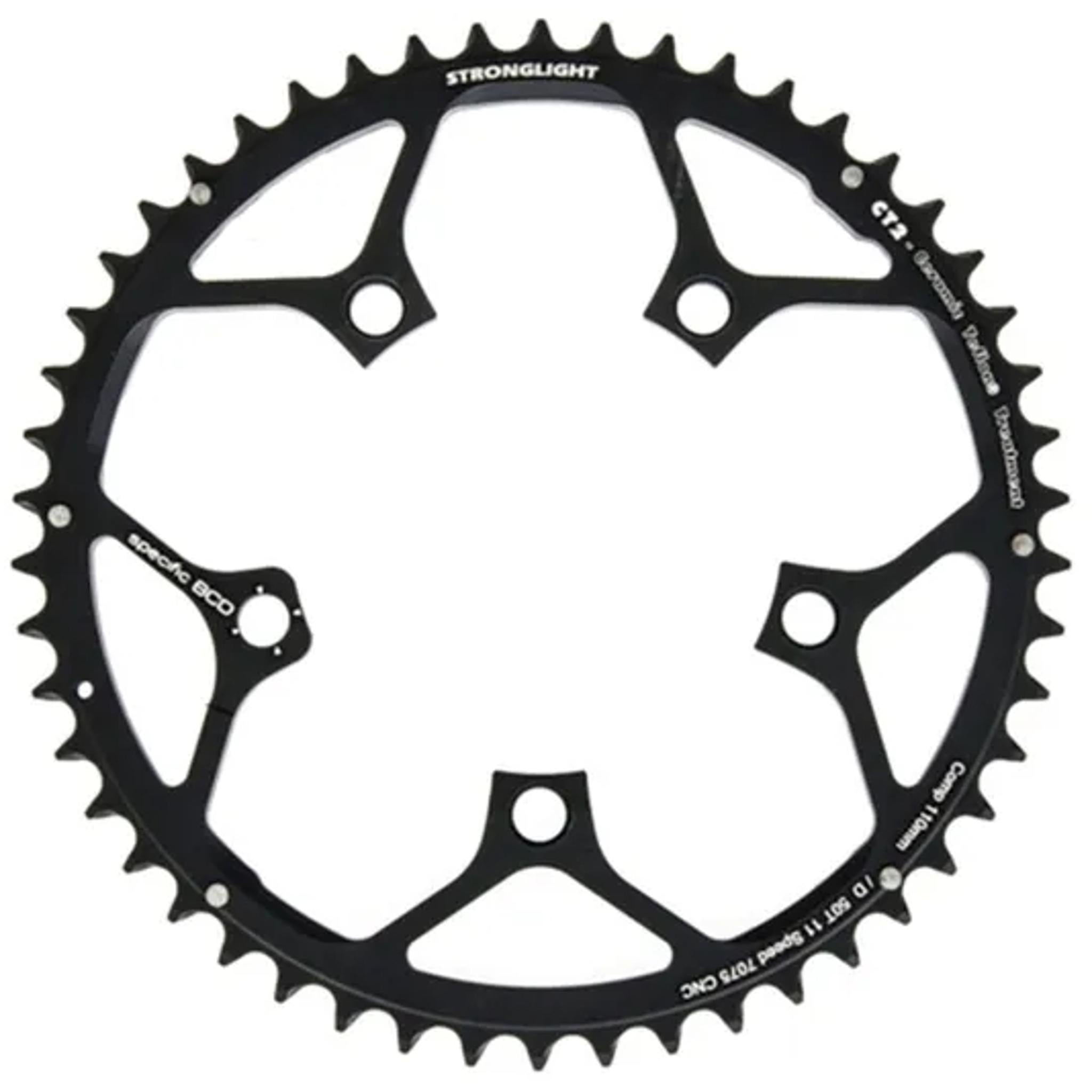 Stronglight Road Chainring 50T, 7075 CNC Black CT2 CAMPAG - 110mm BCD, 5 Hole for 11 Spd