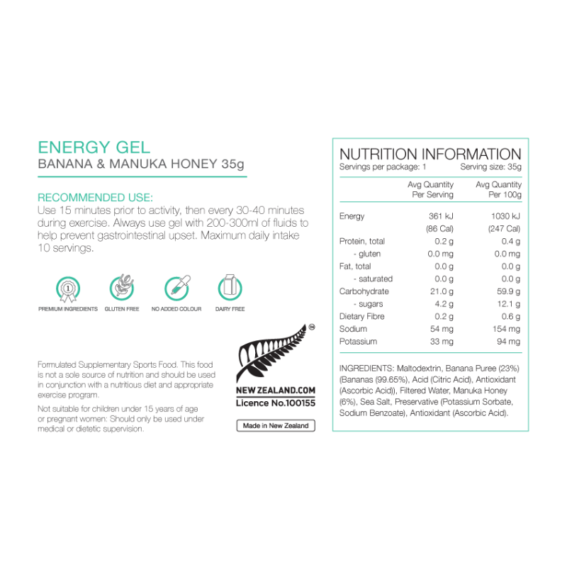 PURE Banana & Manuka Honey Energy Gel 35g