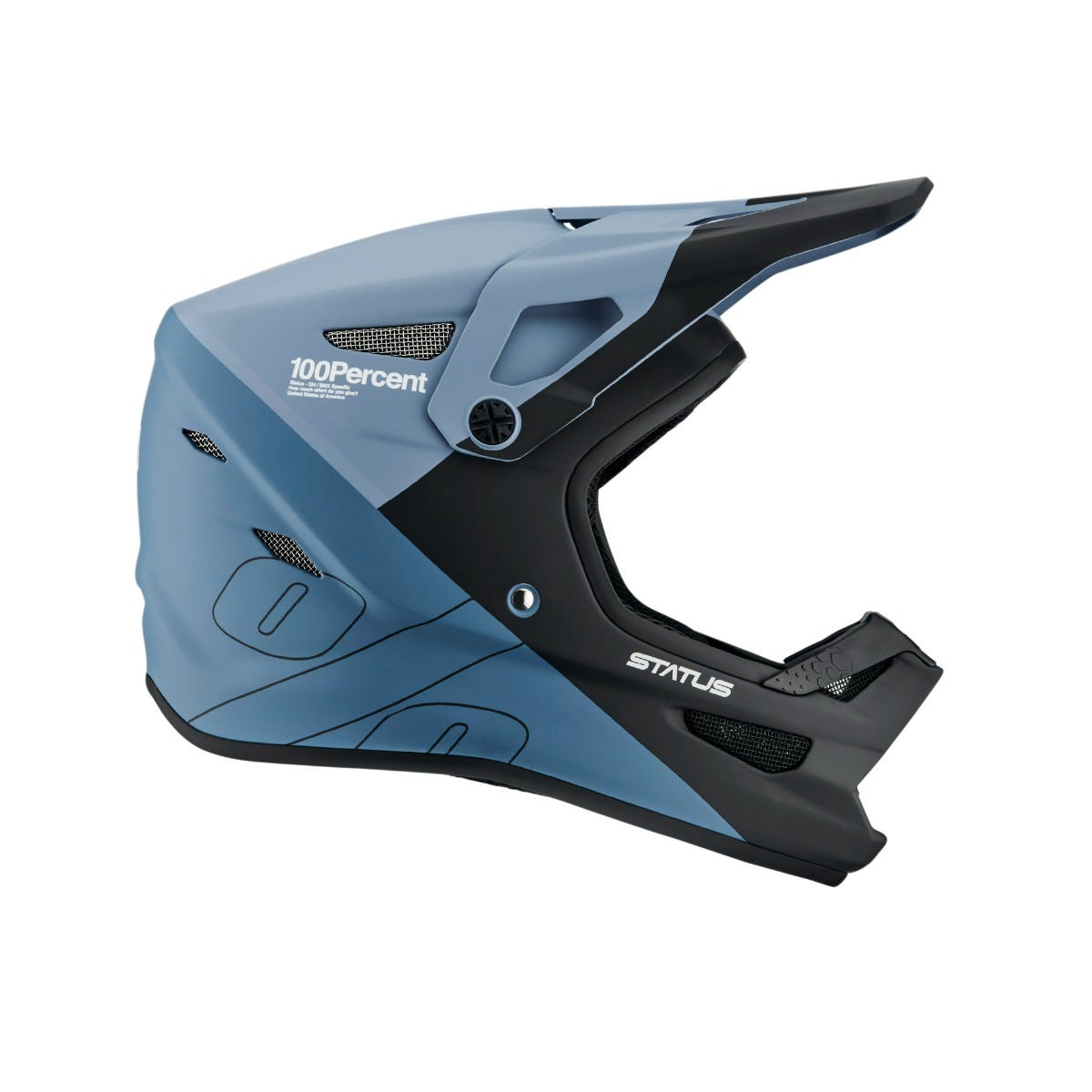 Fullface 100% STATUS Helmet Drop/Steel Blue – 99 Bikes