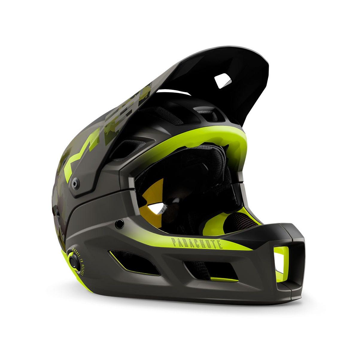 met helm fullface MET Parachute MCR Fullface Helmet Camo/Lime Green – 99 Bikes