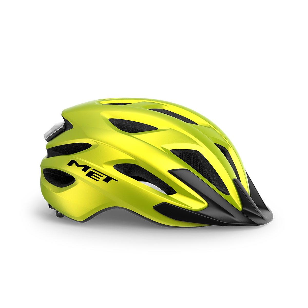 Met Crossover Helmet Lime Yellow Metallic with LIGHT