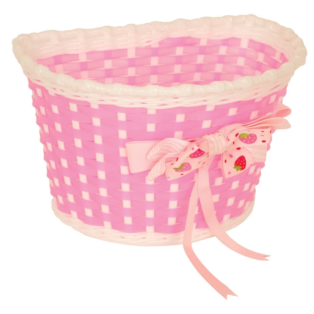 Strawberry Bow Kids Front Basket Pink/White