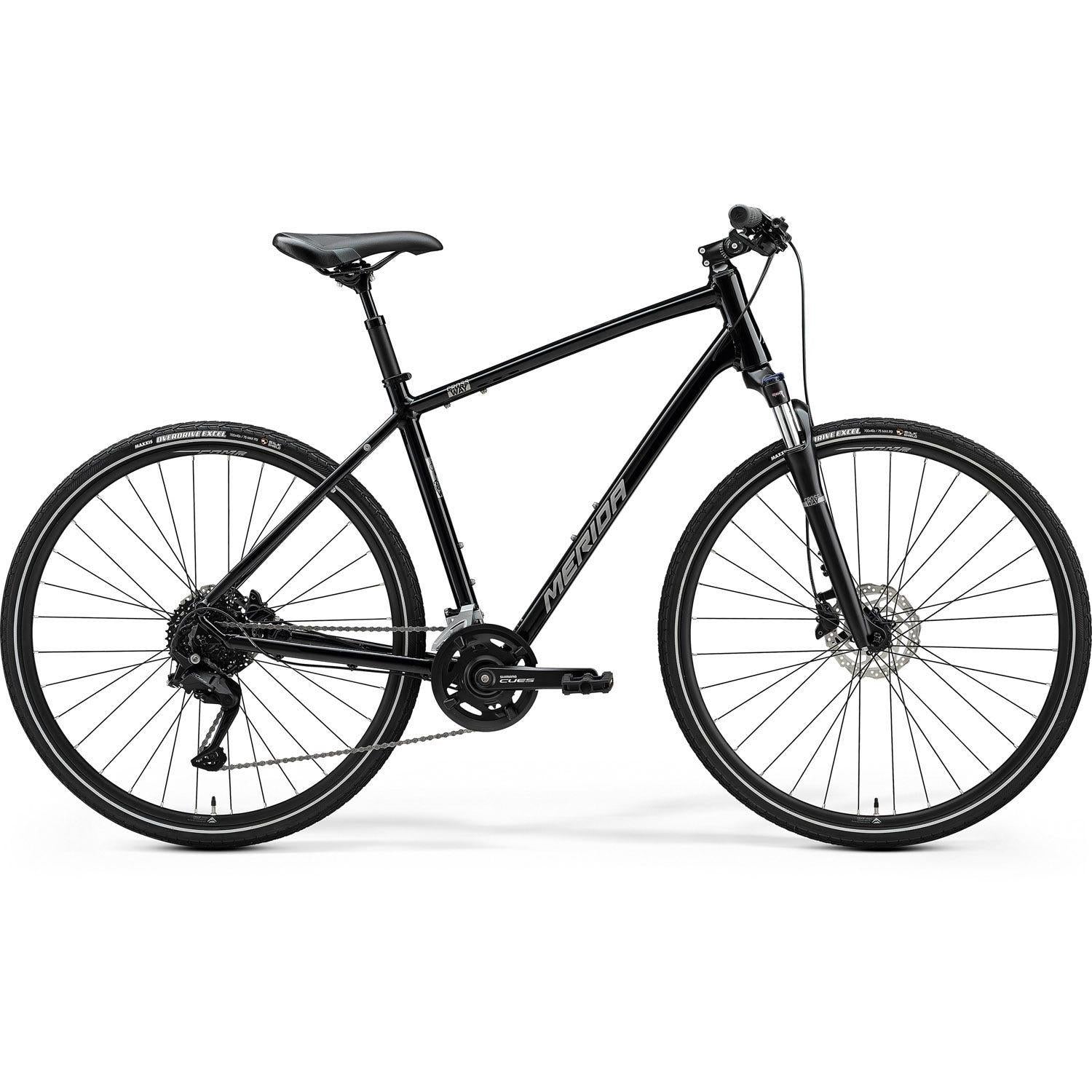 Merida Crossway 100 Hybrid Bike Glossy Black Silver – 99 Bikes