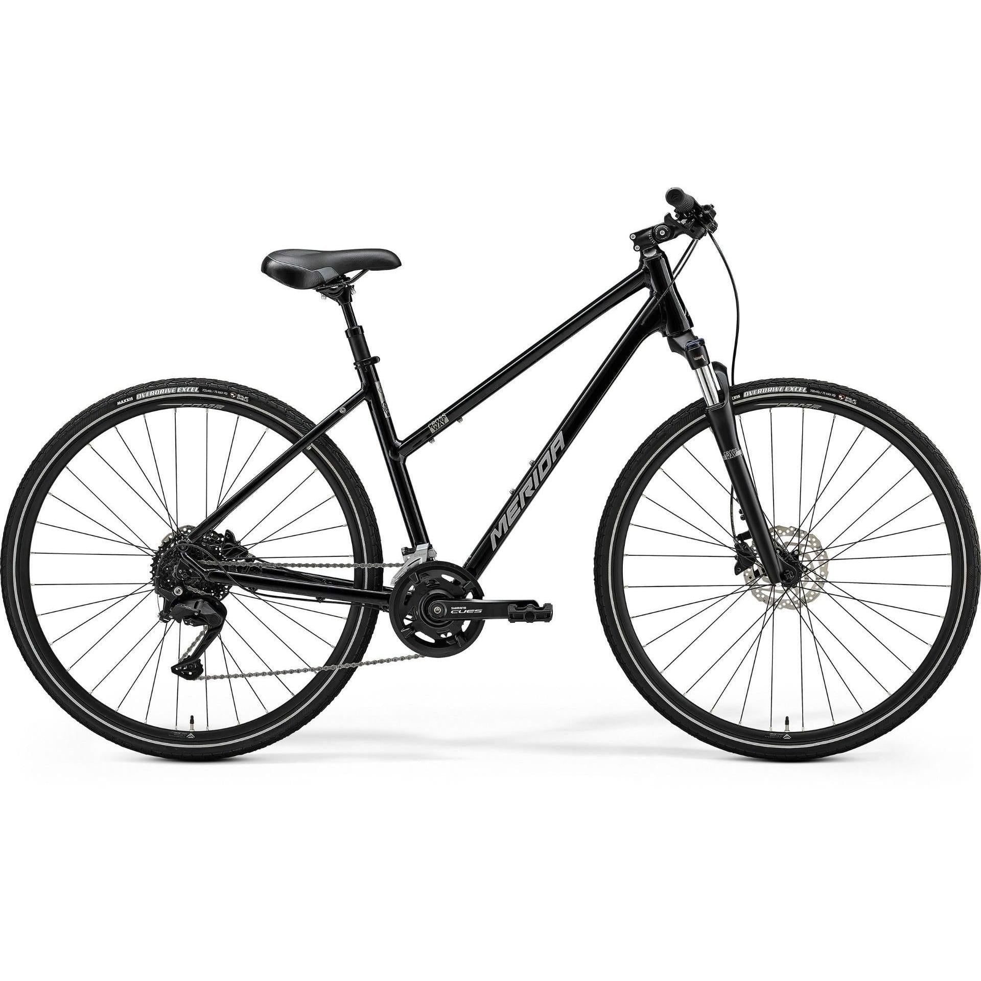 Merida Crossway 100 L Hybrid Bike Glossy Black Silver – 99 Bikes