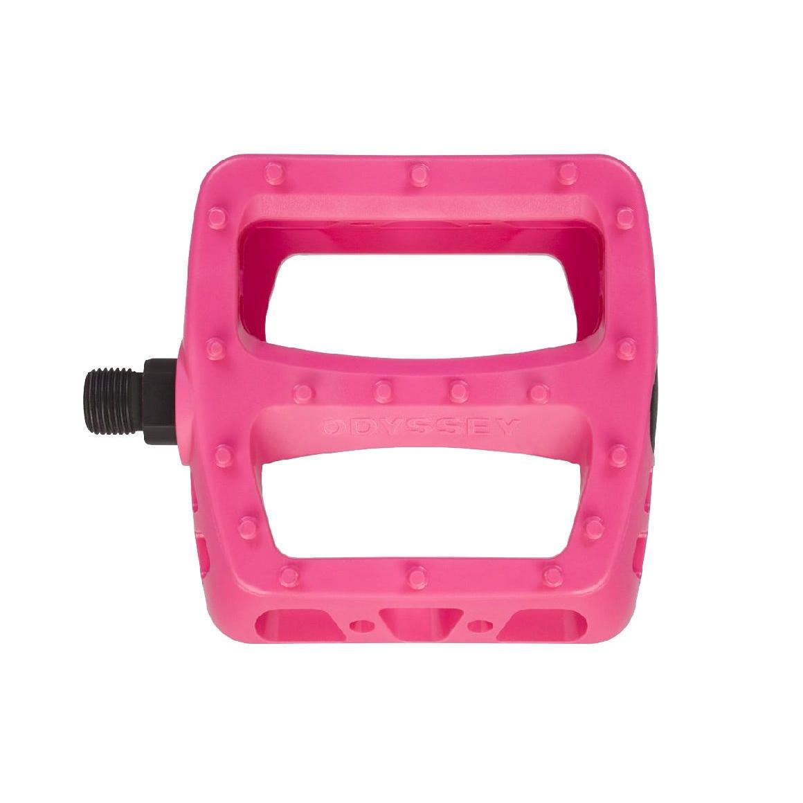 pink bicycle pedals Odyssey Twisted BMX Pedals Hot Pink – 99 Bikes