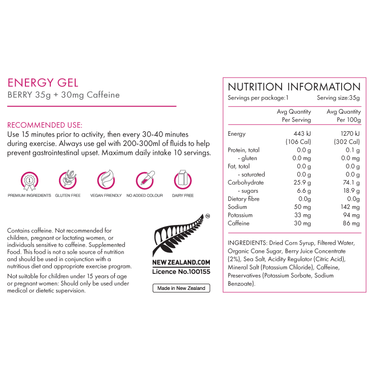 PeakFuel Berry Caffeinated Energy Gel 35g