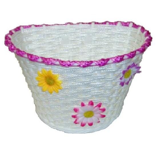 Front Flower Basket 12-16inch Bikes White/Pink