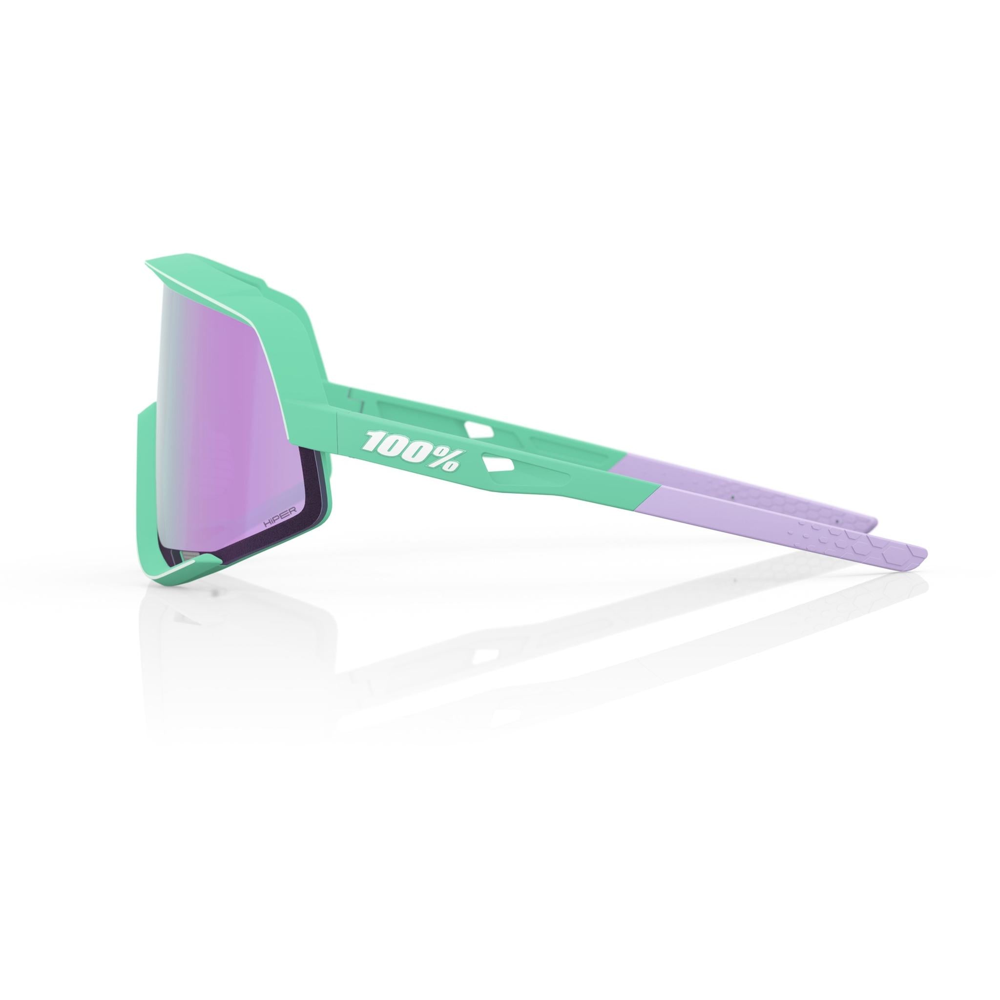 100% Glendale Sunglasses Soft Tact Mint - HiPER Lavender Lens