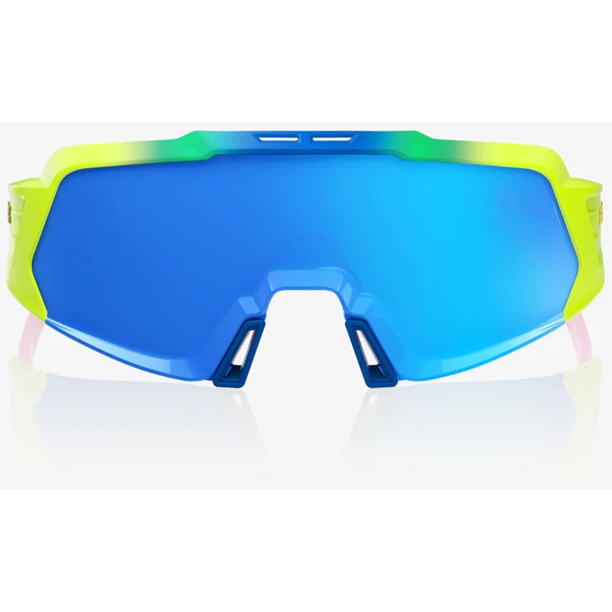 100% Korbin X Sunglasses Satin Neon - Blue Multilayer Mirror Lens