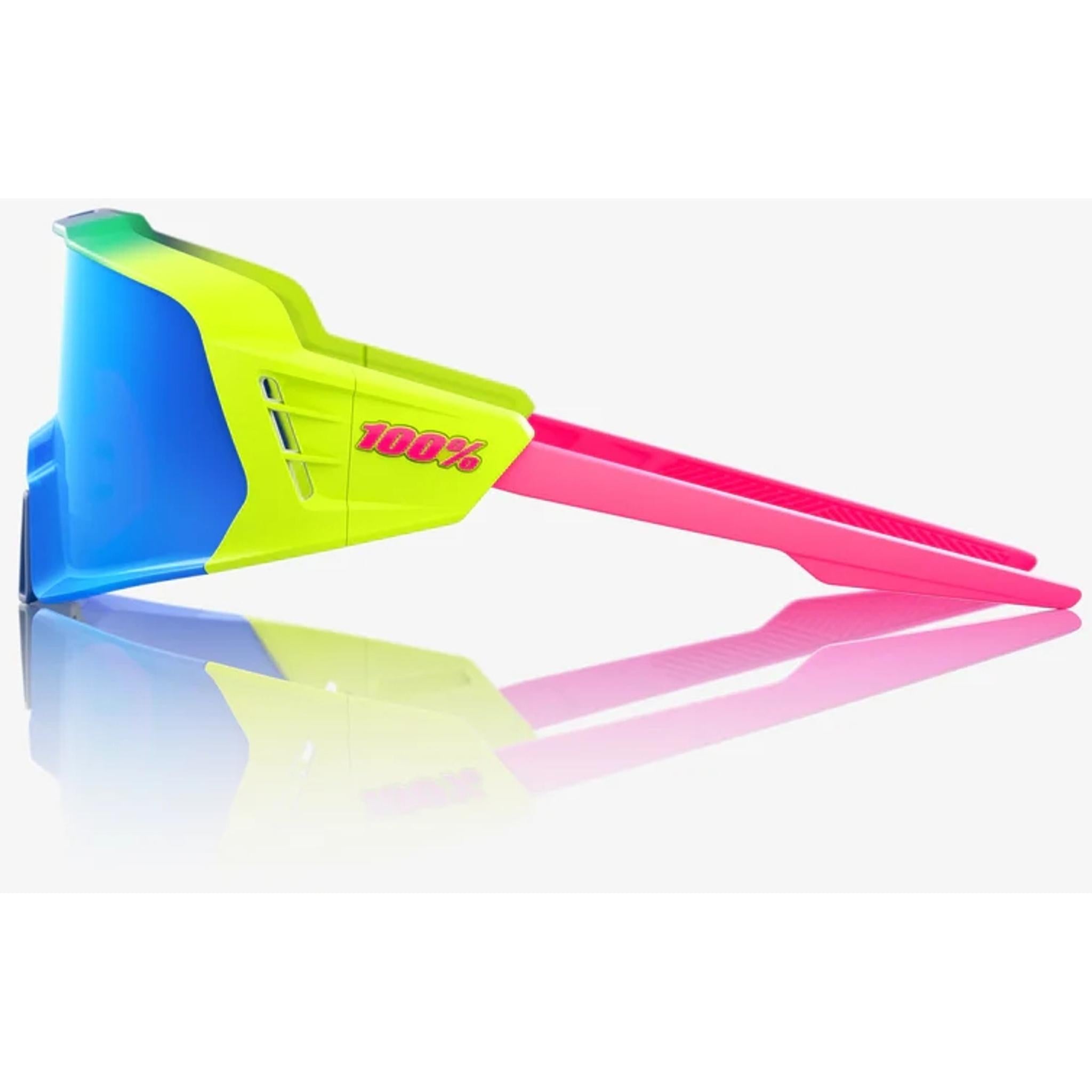 100% Korbin X Sunglasses Satin Neon - Blue Multilayer Mirror Lens