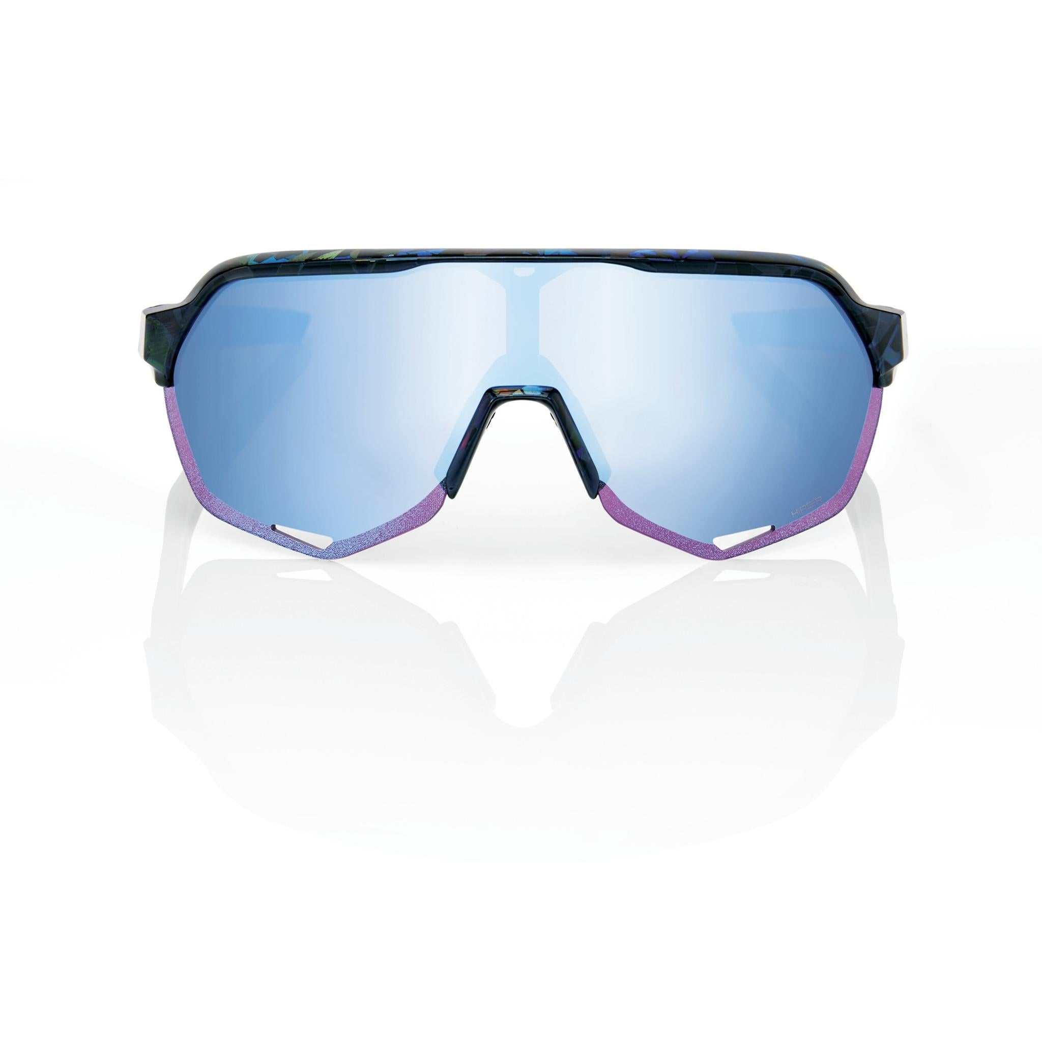 100% S2 Holographic Sunglasses Black Frame HiPER Blue Lens
