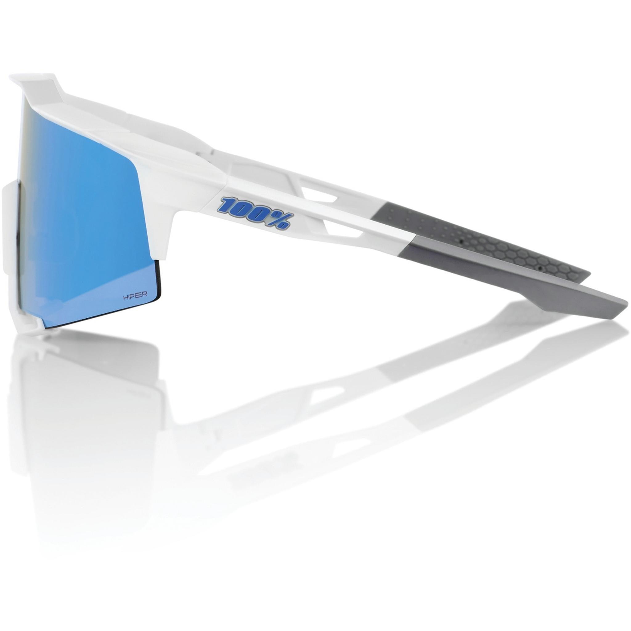 100% Speedcraft Sunglasses Matte White - HiPER Blue Mirror Lens