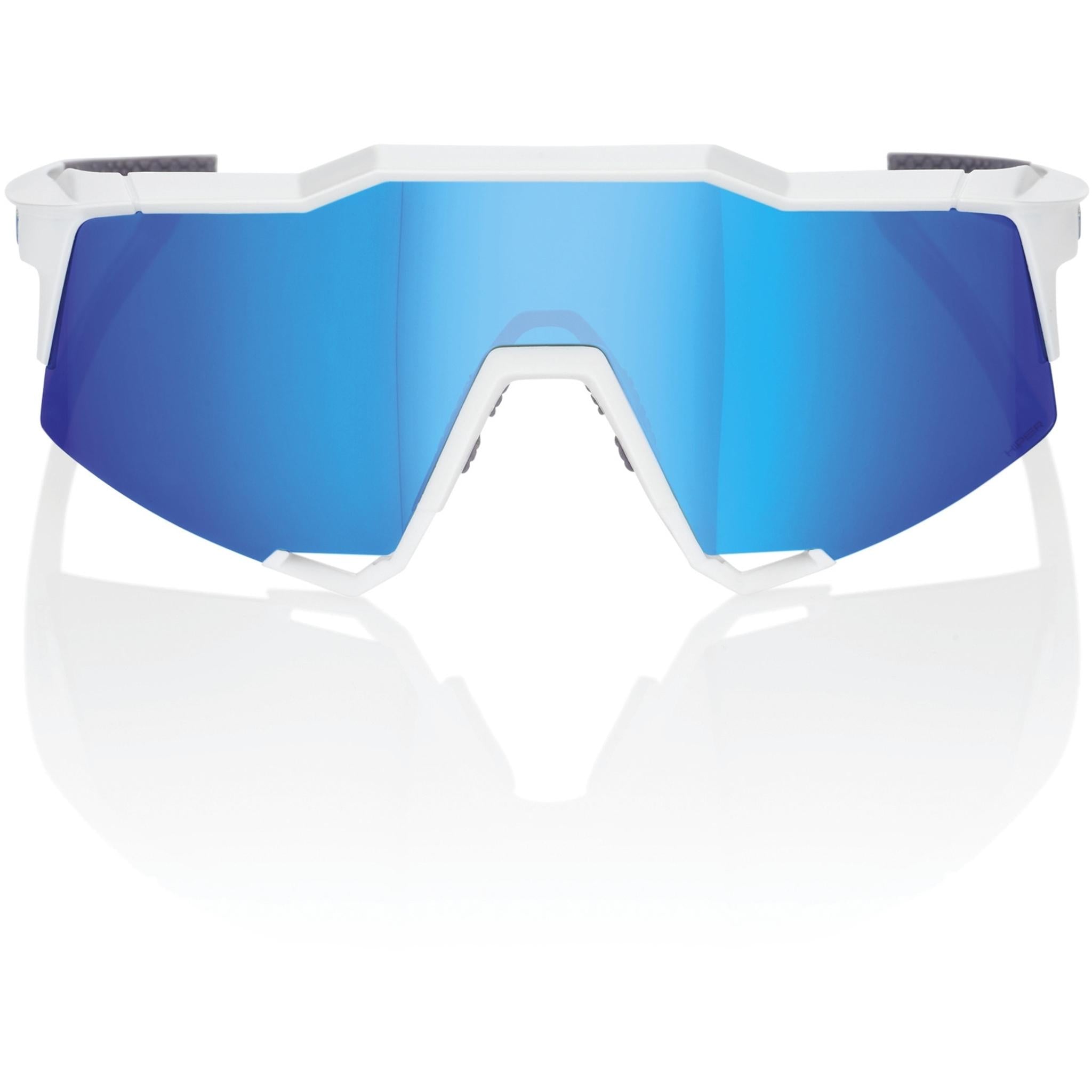 100% Speedcraft Sunglasses Matte White - HiPER Blue Mirror Lens