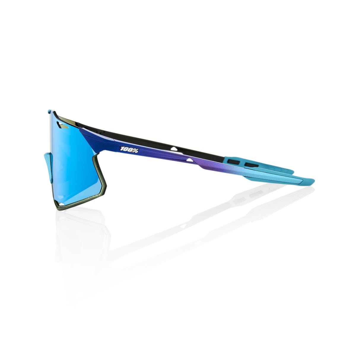 100% Hypercraft Sunglasses Metallic Blue with Blue Topaz Lens