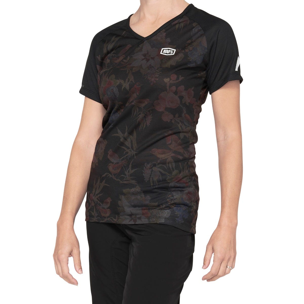 100% Airmatic Short Sleeve Women's Jersey Black/Floral
