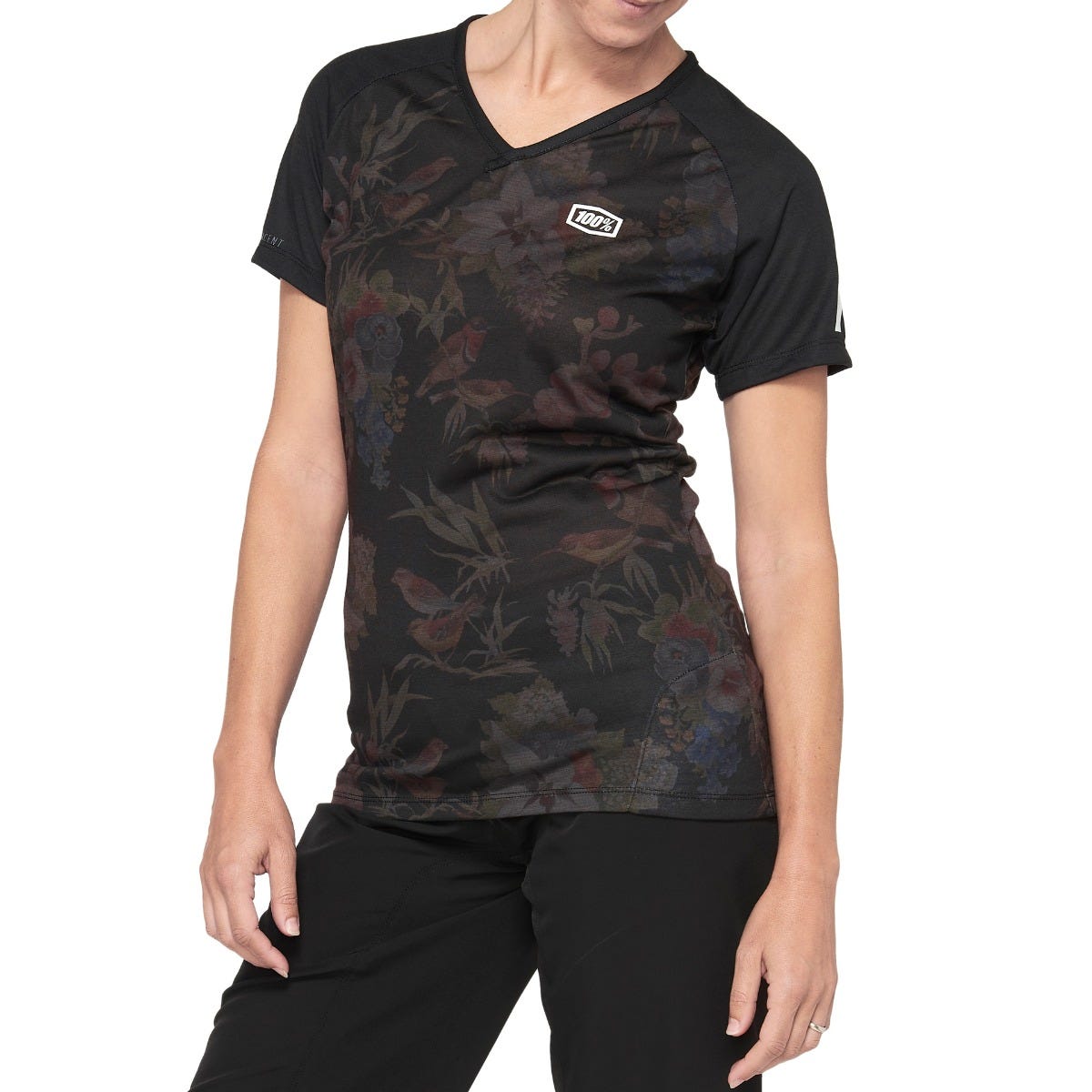 100% Airmatic Short Sleeve Women's Jersey Black/Floral