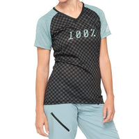 100% Airmatic Short Sleeve Women's Jersey Seafoam/Checkers