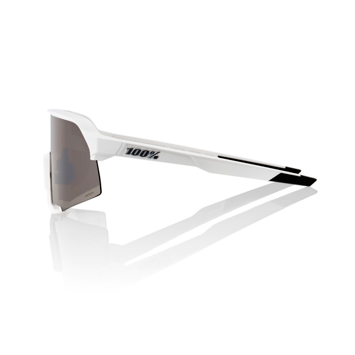 100% S3 Sunglasses White with HiPER Silver Lens