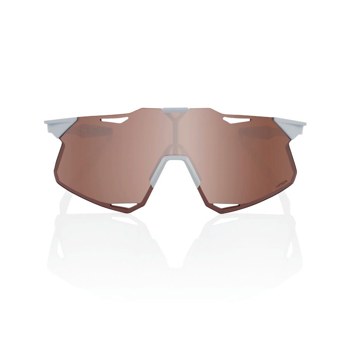 100% Hypercraft Sunglasses Matte Stone Grey - HiPER Crimson Silver Mirror Lens