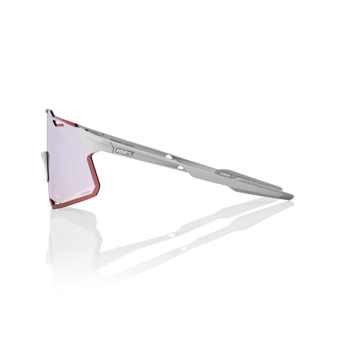 100% Hypercraft Sunglasses Matte Stone Grey - HiPER Crimson Silver Mirror Lens