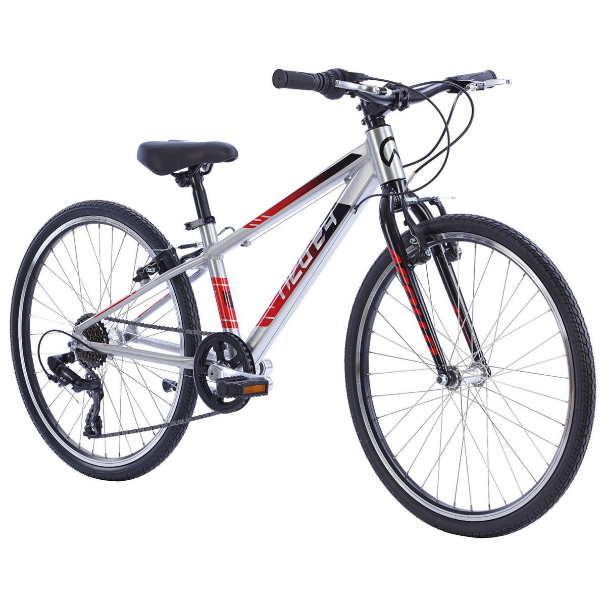 Neo Kids Bike 24'' 7-Speed Silver with Black Red Fade