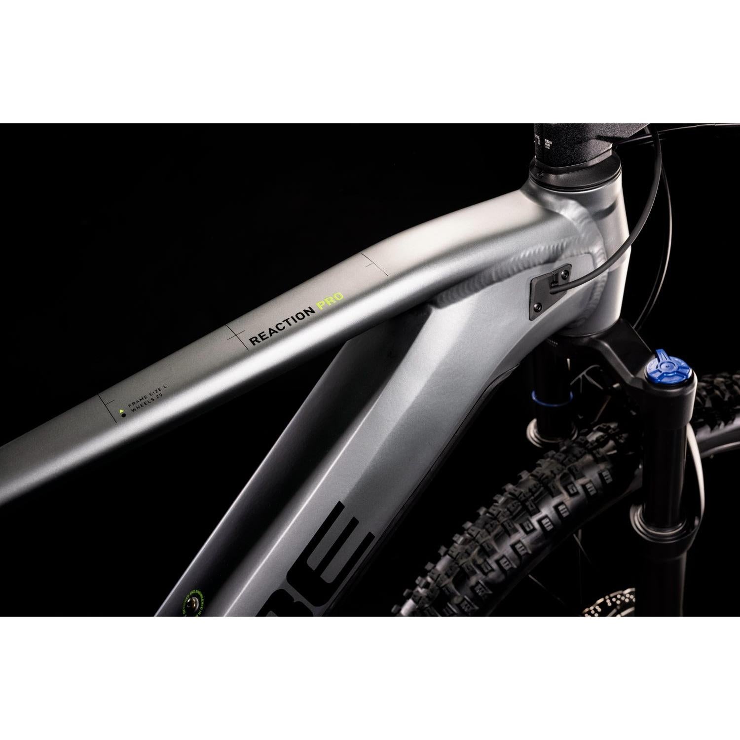 Cube Reaction Hybrid Pro 625 Electric Hardtail Mountain Bike Flash Grey 'n' Green
