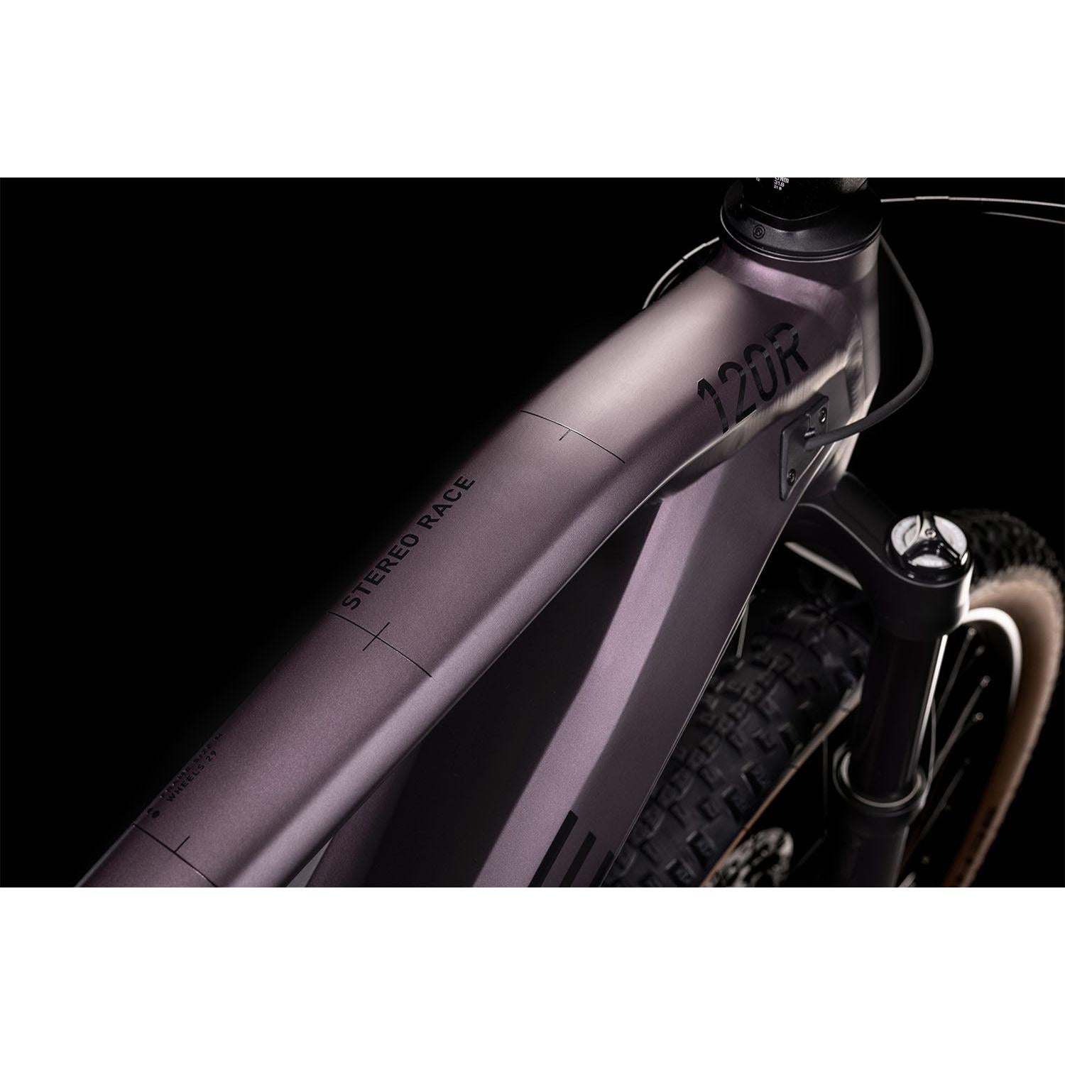 cube stereo hybrid 120 race 625 smokylilac Cube Stereo Hybrid 120 Race 625 Electric Dual Suspension Mountain Bike Smoky Lilac 'n' Black MD
