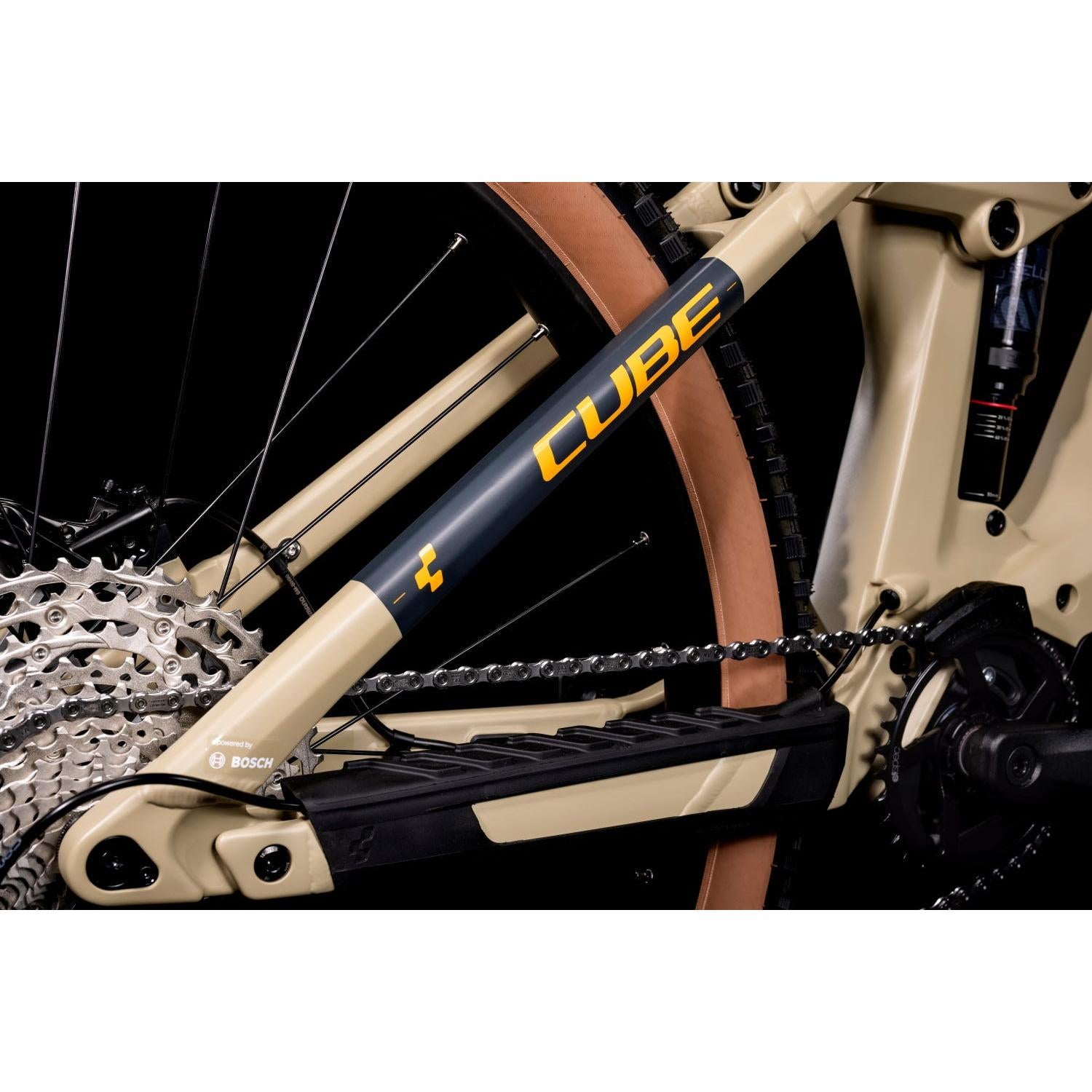 cube stereo hybrid 140 hpc sl 625 desert Cube Stereo Hybrid 140 HPC Race 625 Electric Dual Suspension Mountain Bike Desert 'n' Orange MD