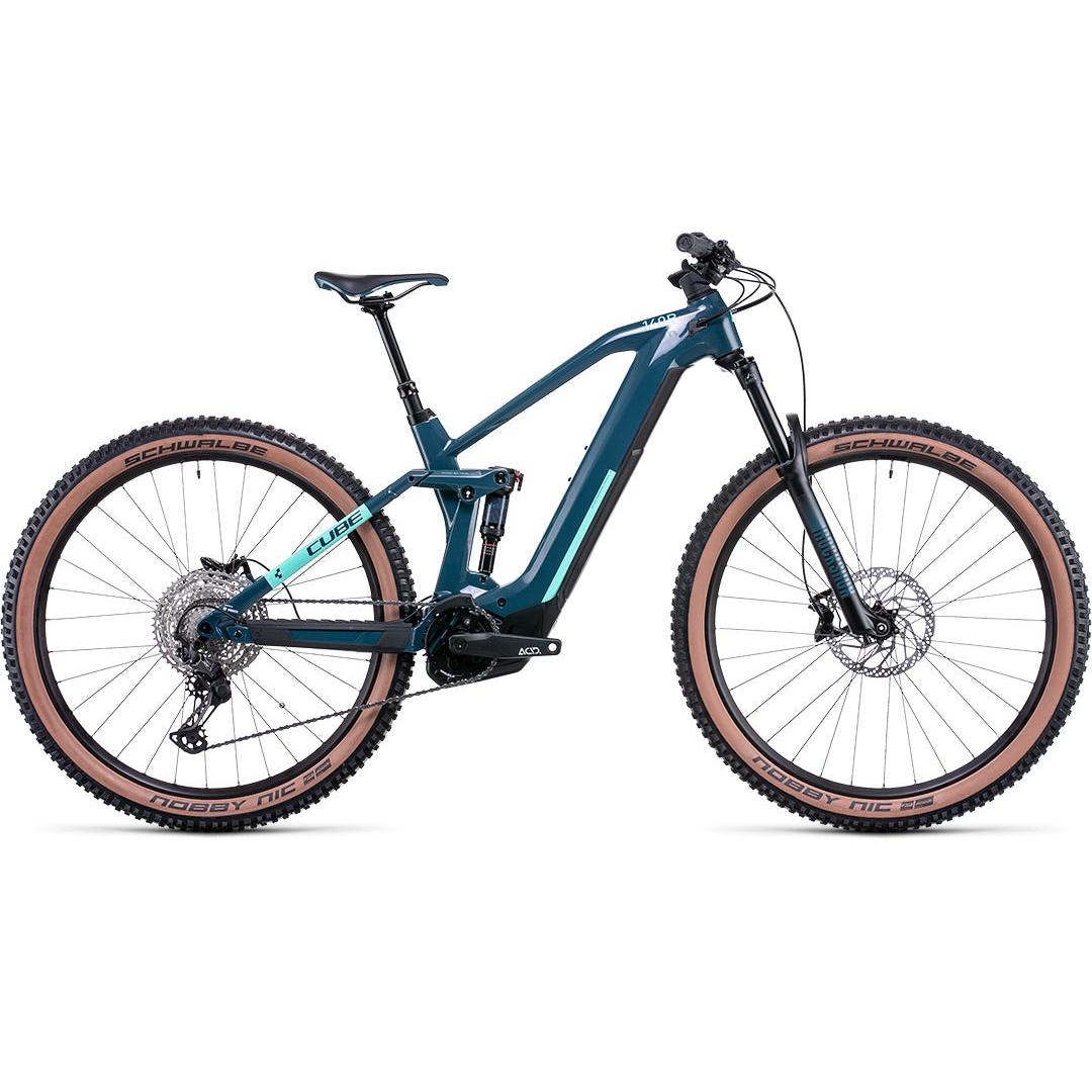 Cube Stereo Hybrid 140 HPC Race 625 Electric Dual Suspension Mountain Bike Teal 'n' Mint