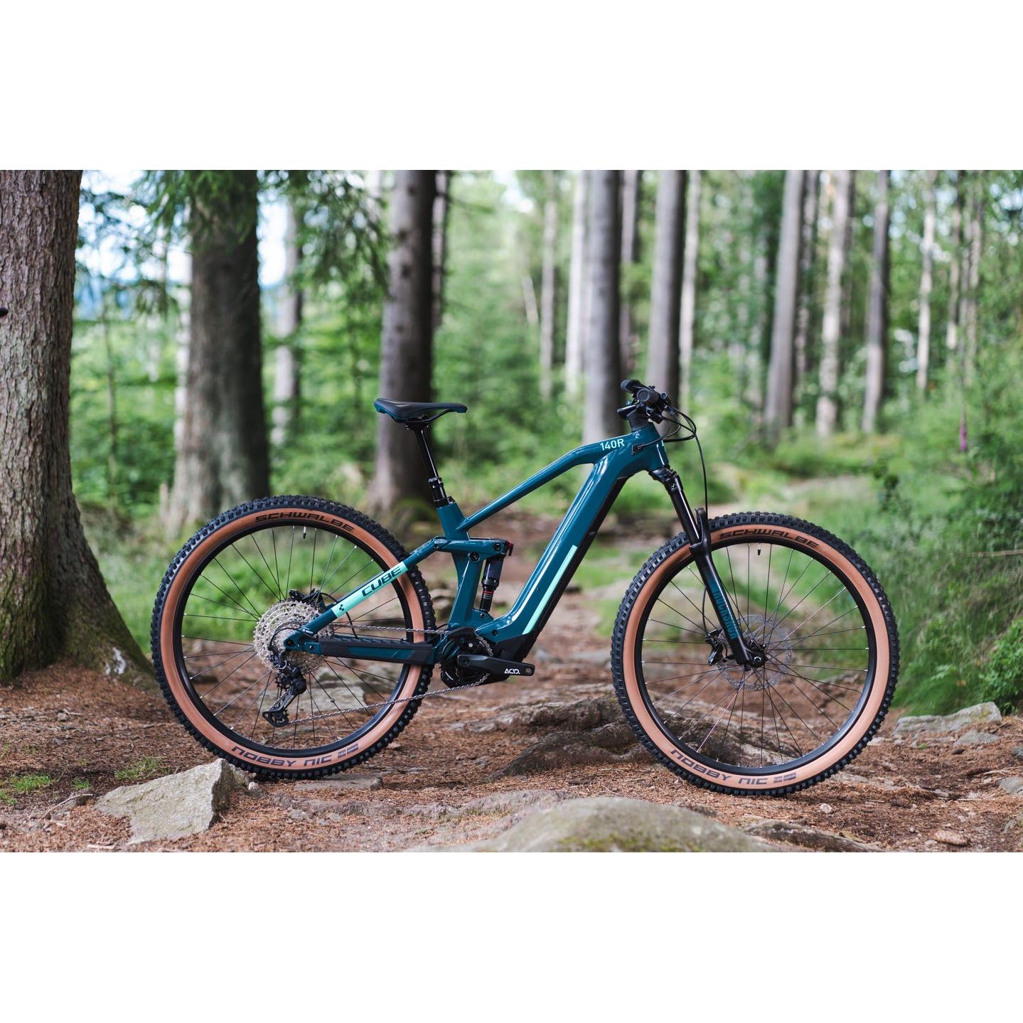 Cube Stereo Hybrid 140 HPC Race 625 Electric Dual Suspension Mountain Bike Teal 'n' Mint